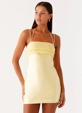 Garden Scene Belize Mini Dress - Lemon