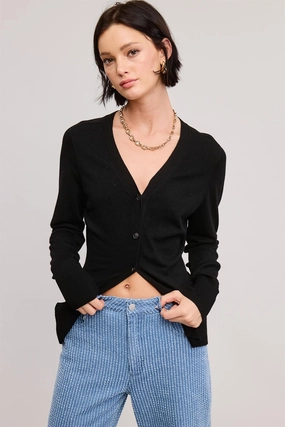 Split Hem Longline Knit Cardigan - Black Knit Wear Cozy Essentials