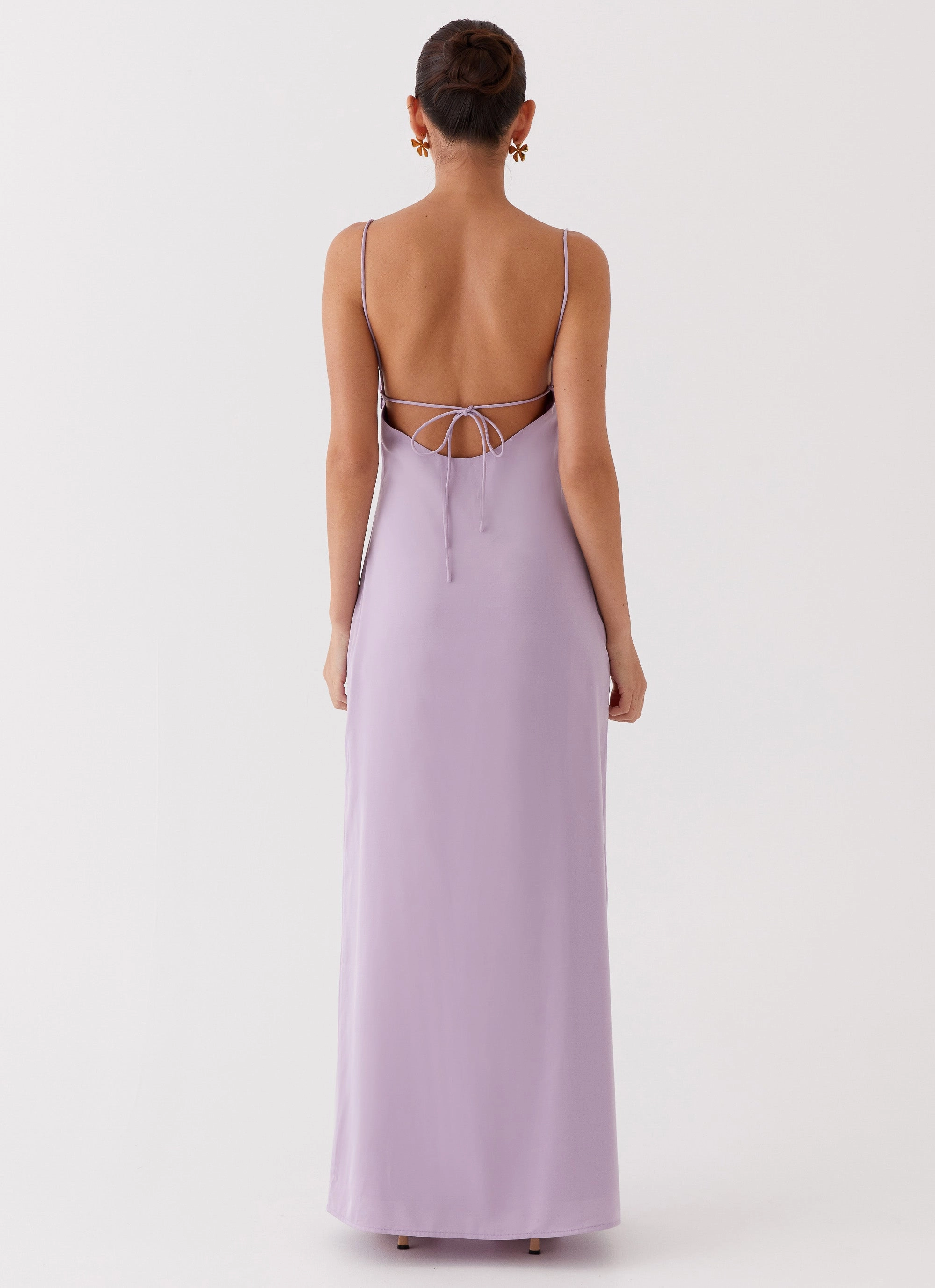 Simple Elegance Dream Sight Lace Satin Maxi Dress - Lilac