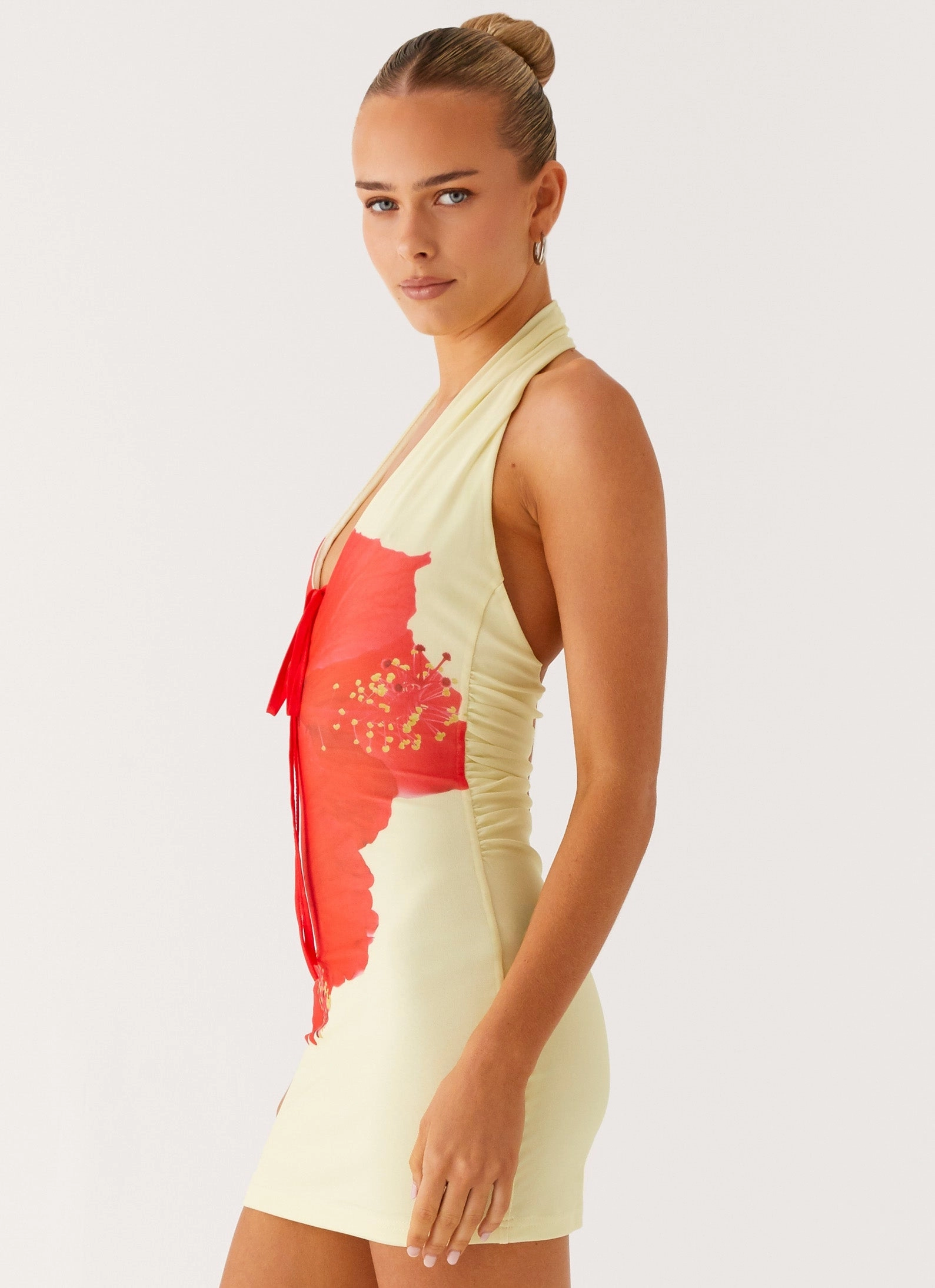 Know You Better Mini Dress - Scarlet Floral Olive Fresh Cafe Vibe