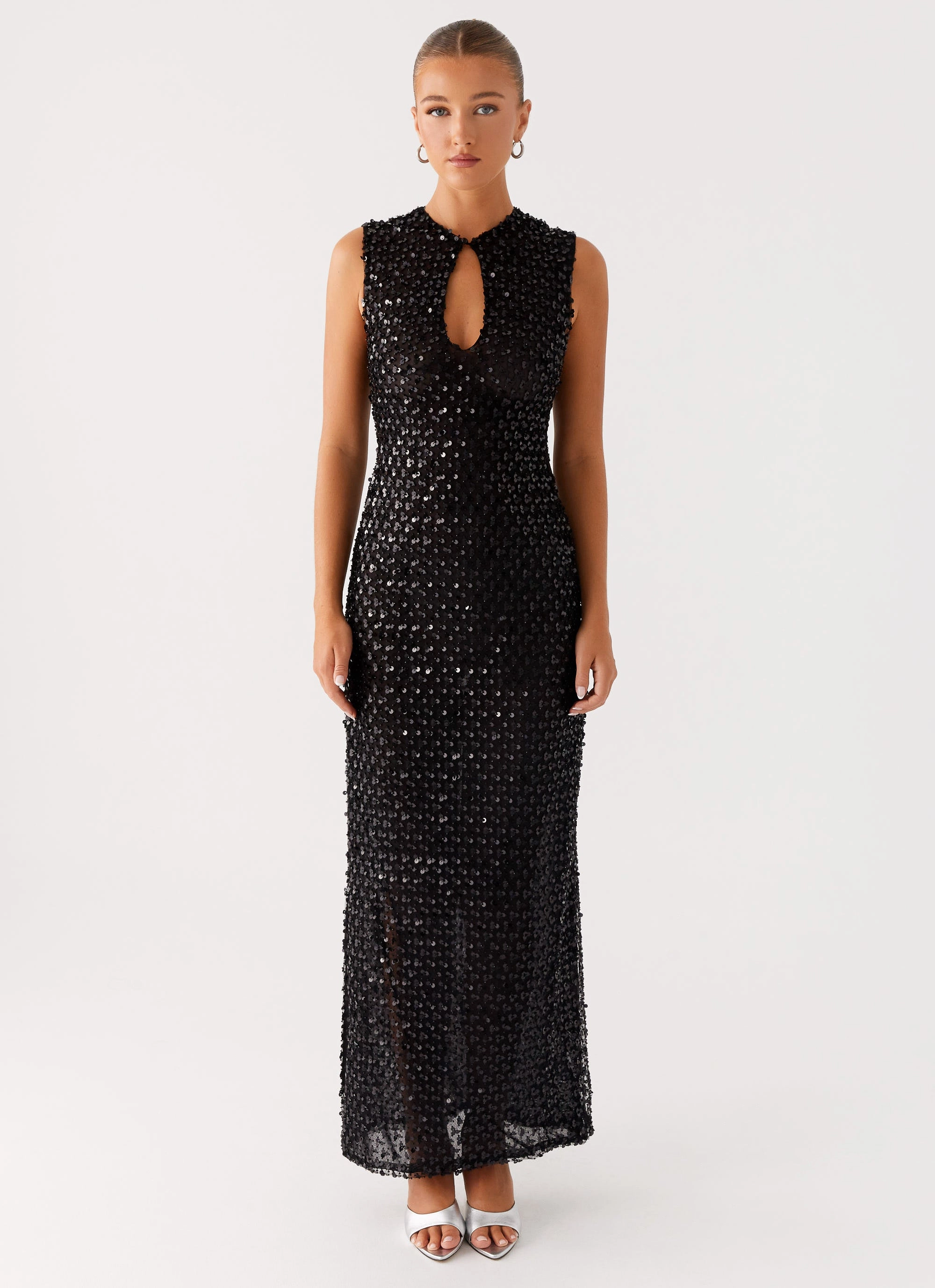 Kore Sequin Maxi Dress - Black Semi Sheer Soft Vibes