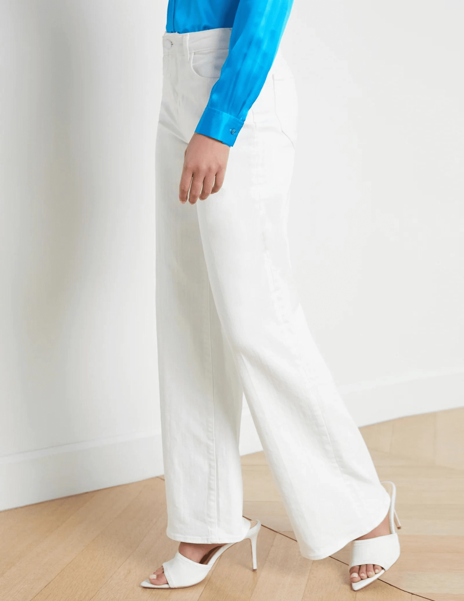 Outdoor Casual L'AGENCE Alicent High Rise Wide Leg Crop Jeans In Blanc