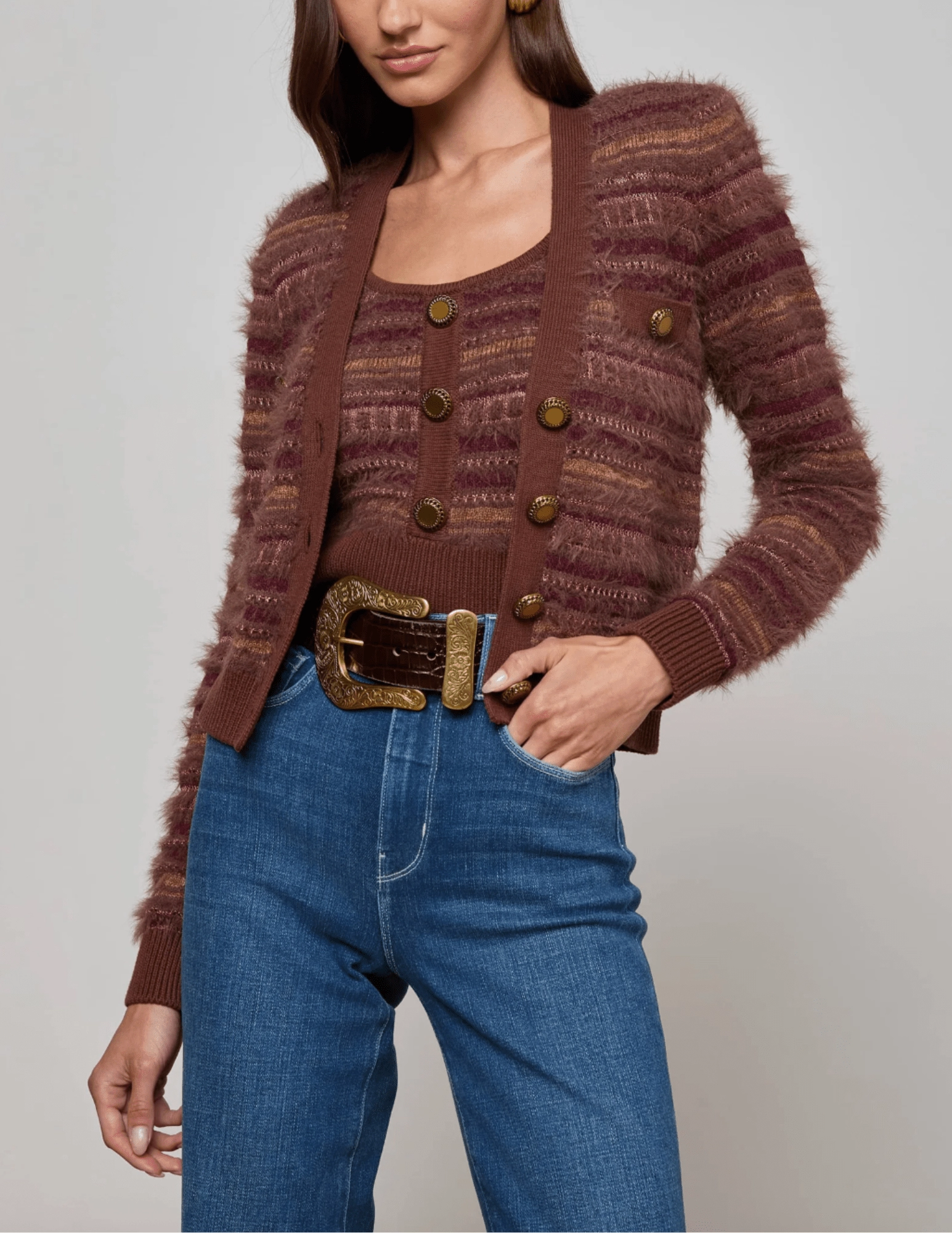 Layering Essential L'AGENCE Ariadne Mixed Stitch Cardigan