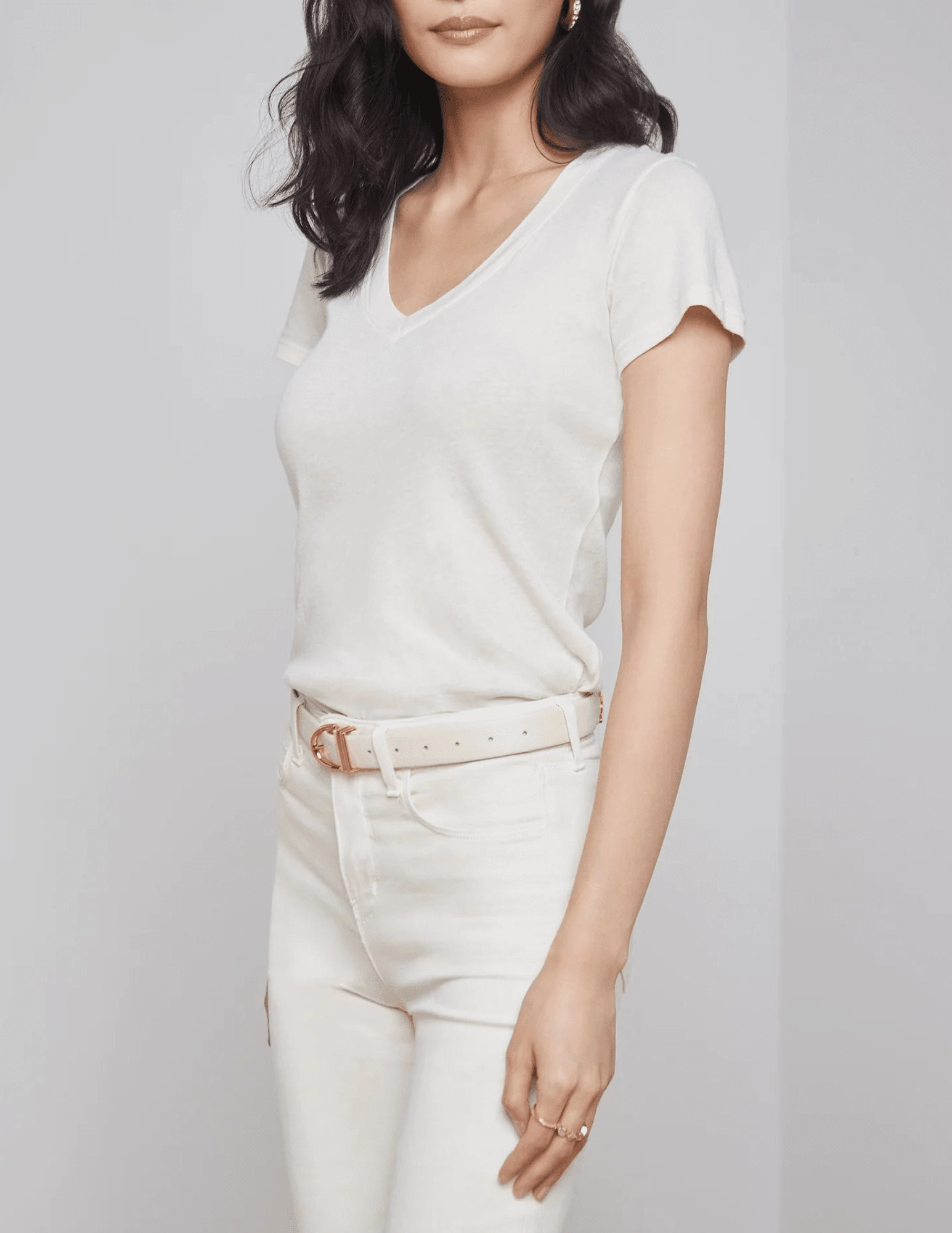 L'Agence Becca V-Neck Tee Heathered Texture Sustainable Packaging