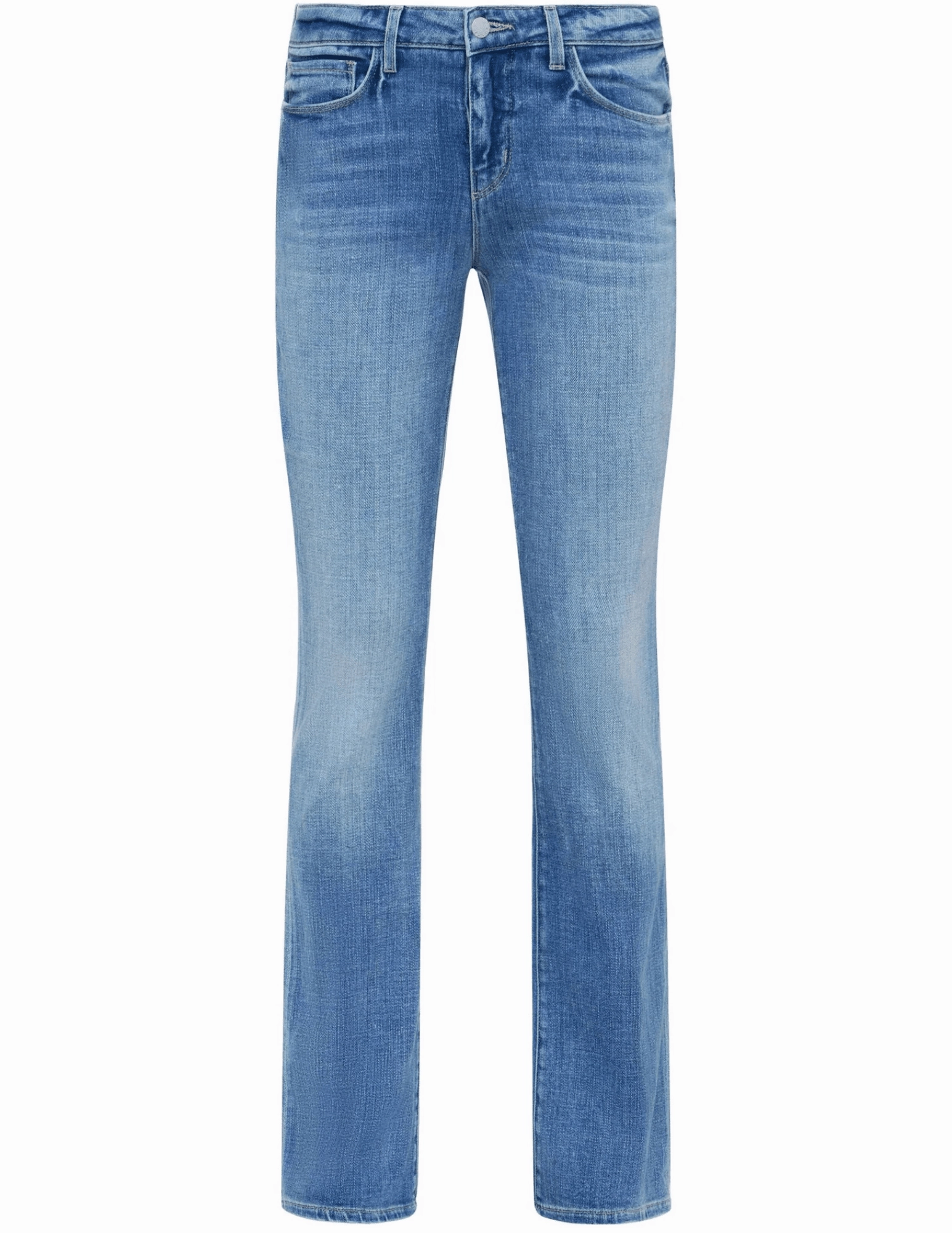 L'AGENCE Cara Low-Rise Bootcut Jeans in Ibarra Softened Denim Material