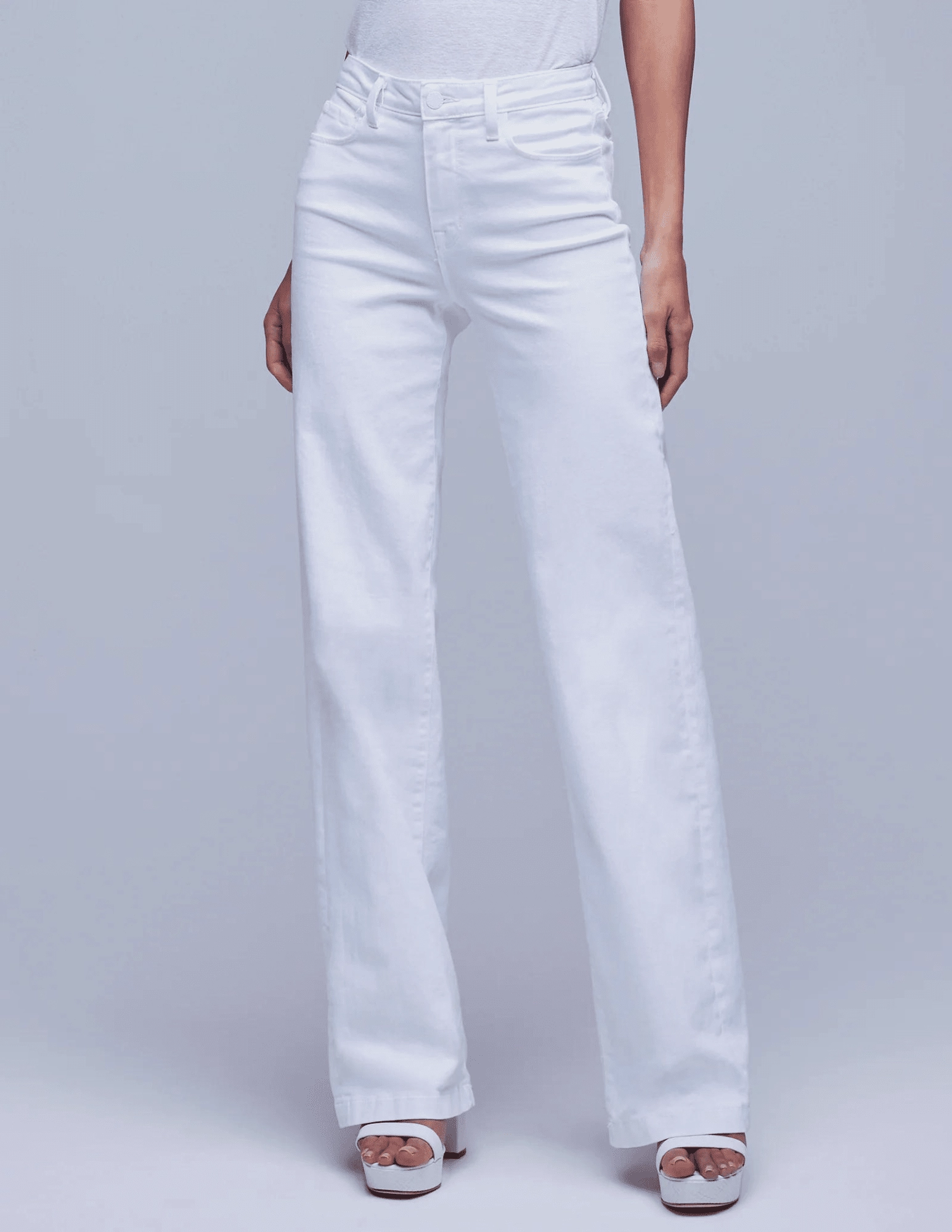L'Agence Clayton High Rise Wide Leg Jean In Blanc In Blanc Affordable Fashion Lover Perfect Match