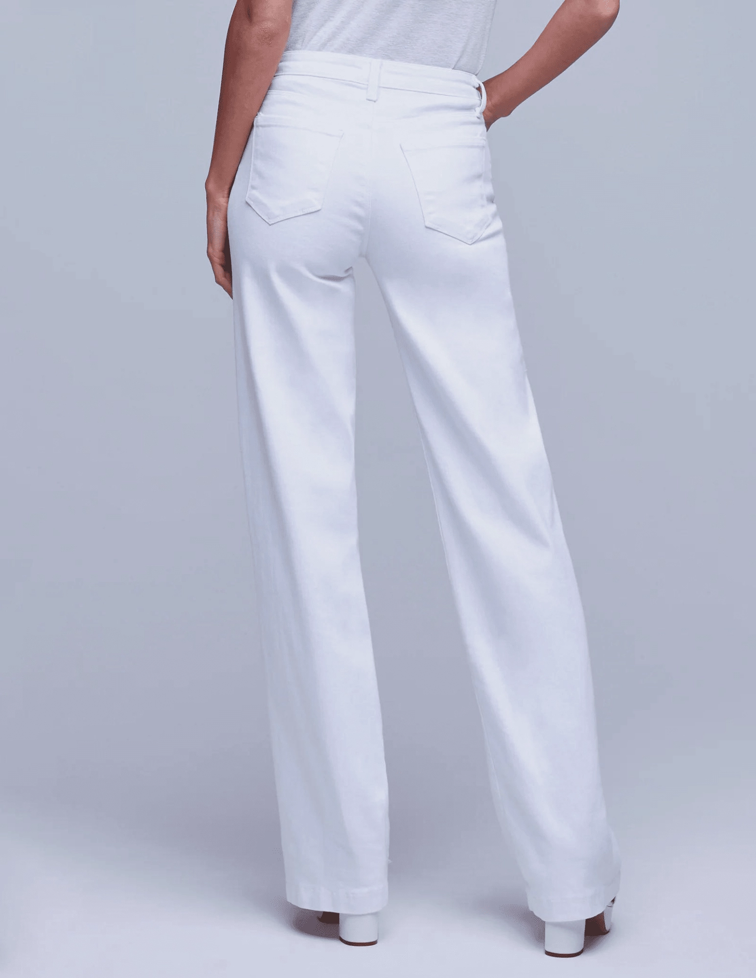 L'Agence Clayton High Rise Wide Leg Jean In Blanc In Blanc Premium Denim Textured Vibrant
