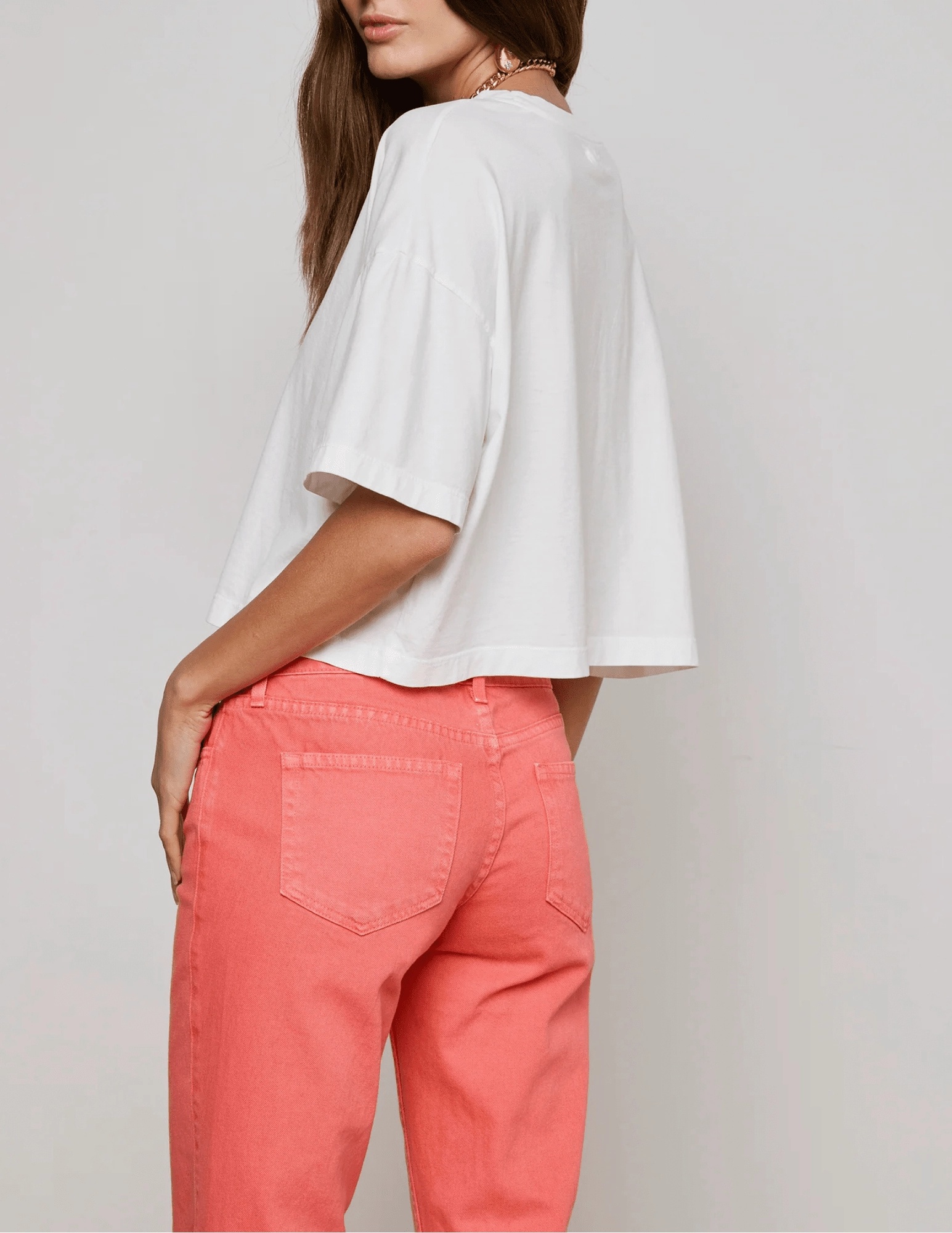 L'AGENCE Daria Oversized Cropped Tee Easy Style Wear simple design