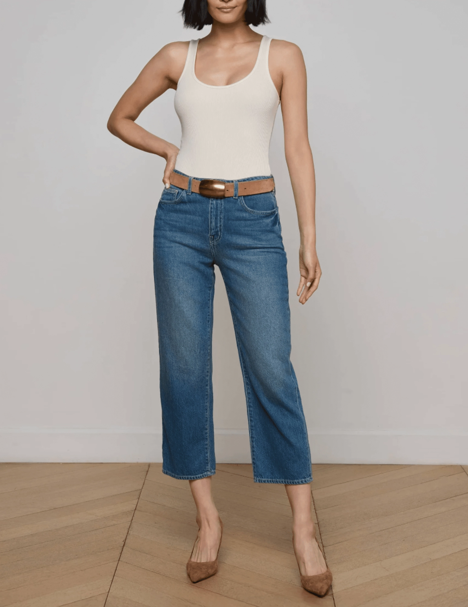 Shopping Day Adult Fashion Athlete Fit L'AGENCE June High Rise Cropped Stovepipe Jean in Fresno
