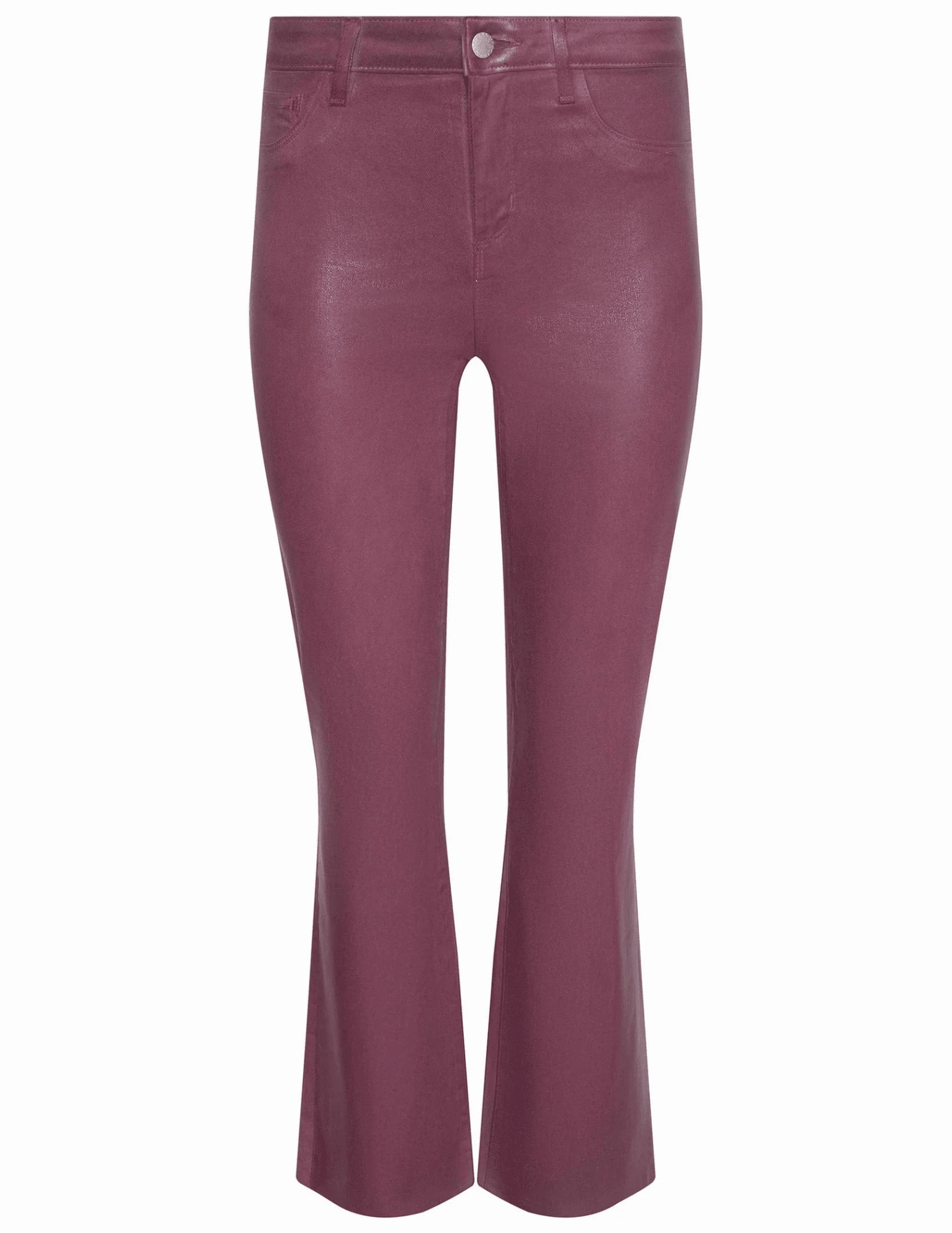 L'AGENCE Kendra High Rise Cropped Coated Jeans in Deep Mauve Spring Mood Trendy