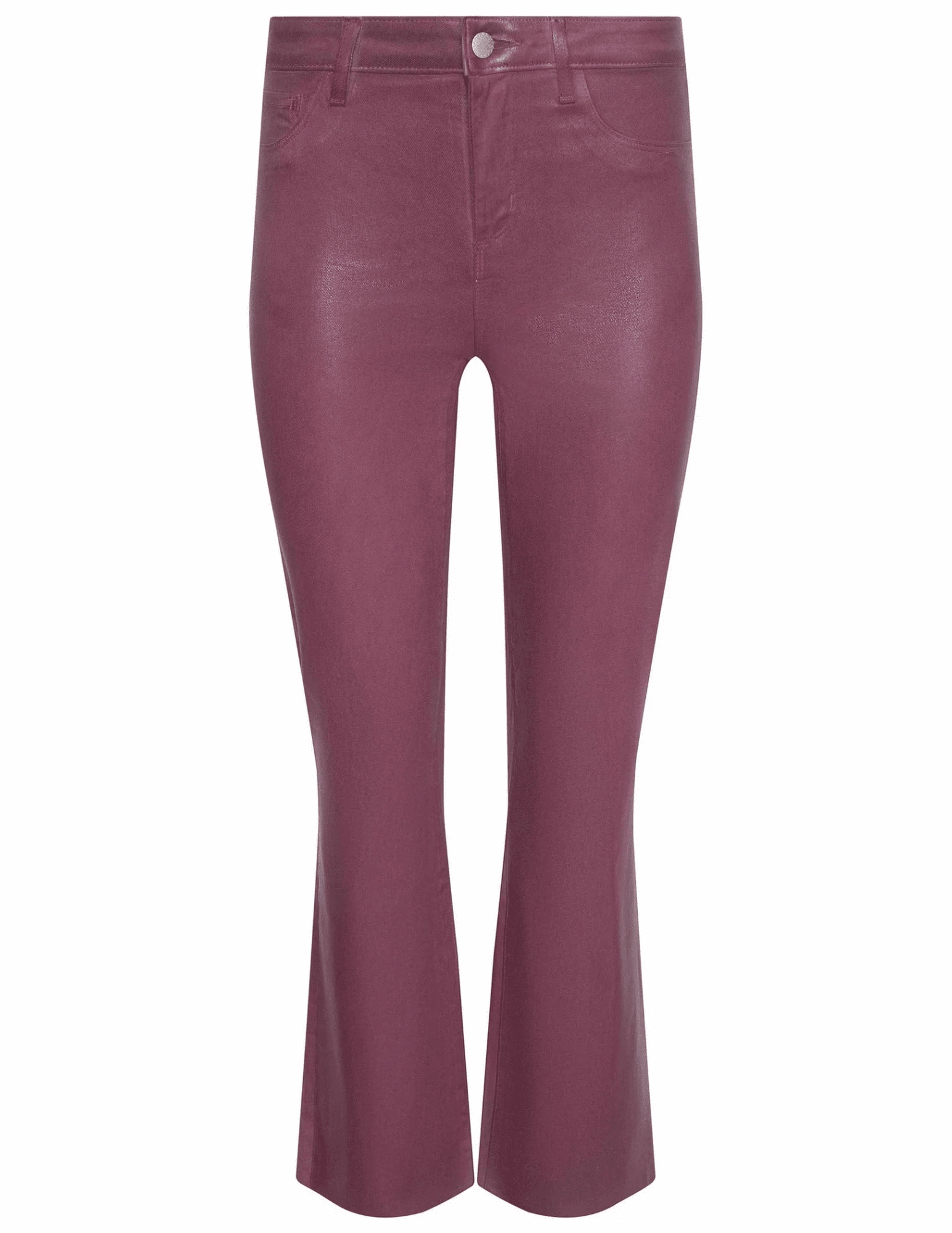 Winter Warmth Outdoor Adventure L'AGENCE Kendra High Rise Cropped Coated Jeans in Deep Mauve