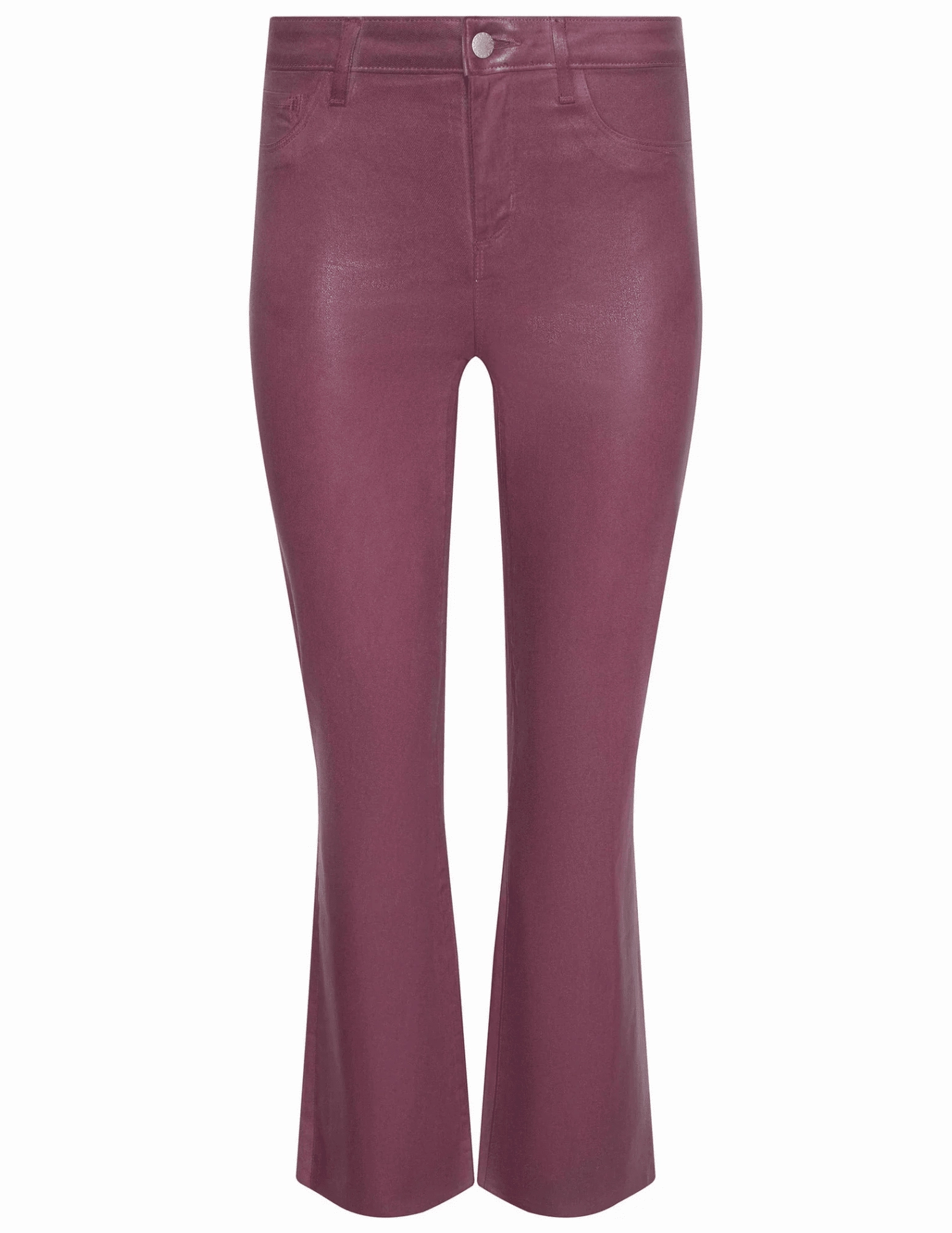 L'AGENCE Kendra High Rise Cropped Coated Jeans in Deep Mauve Everyday Motion All weather
