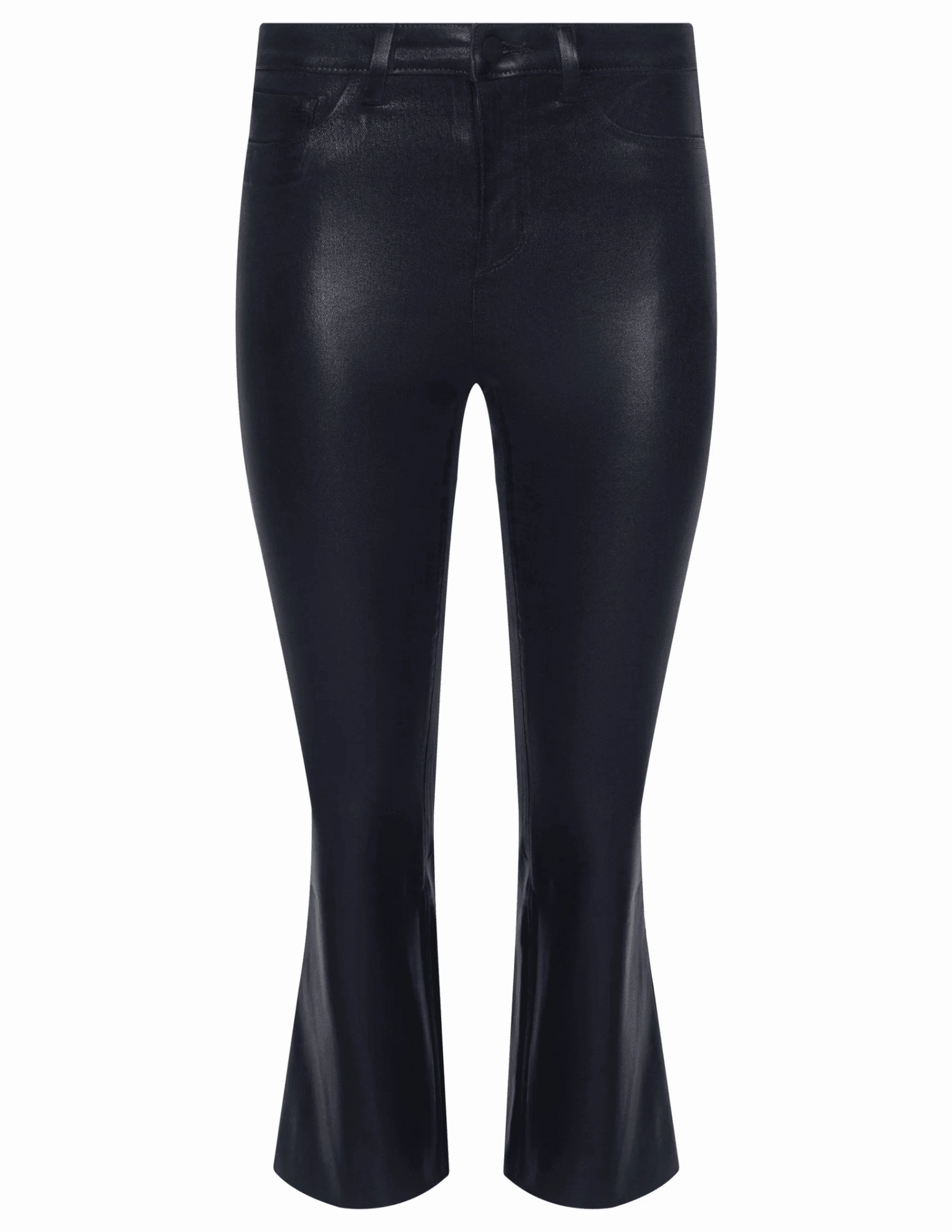 L'AGENCE Kendra High Rise Cropped Coated Jeans in Metro Coated On-the-Go Look Family Style Slim