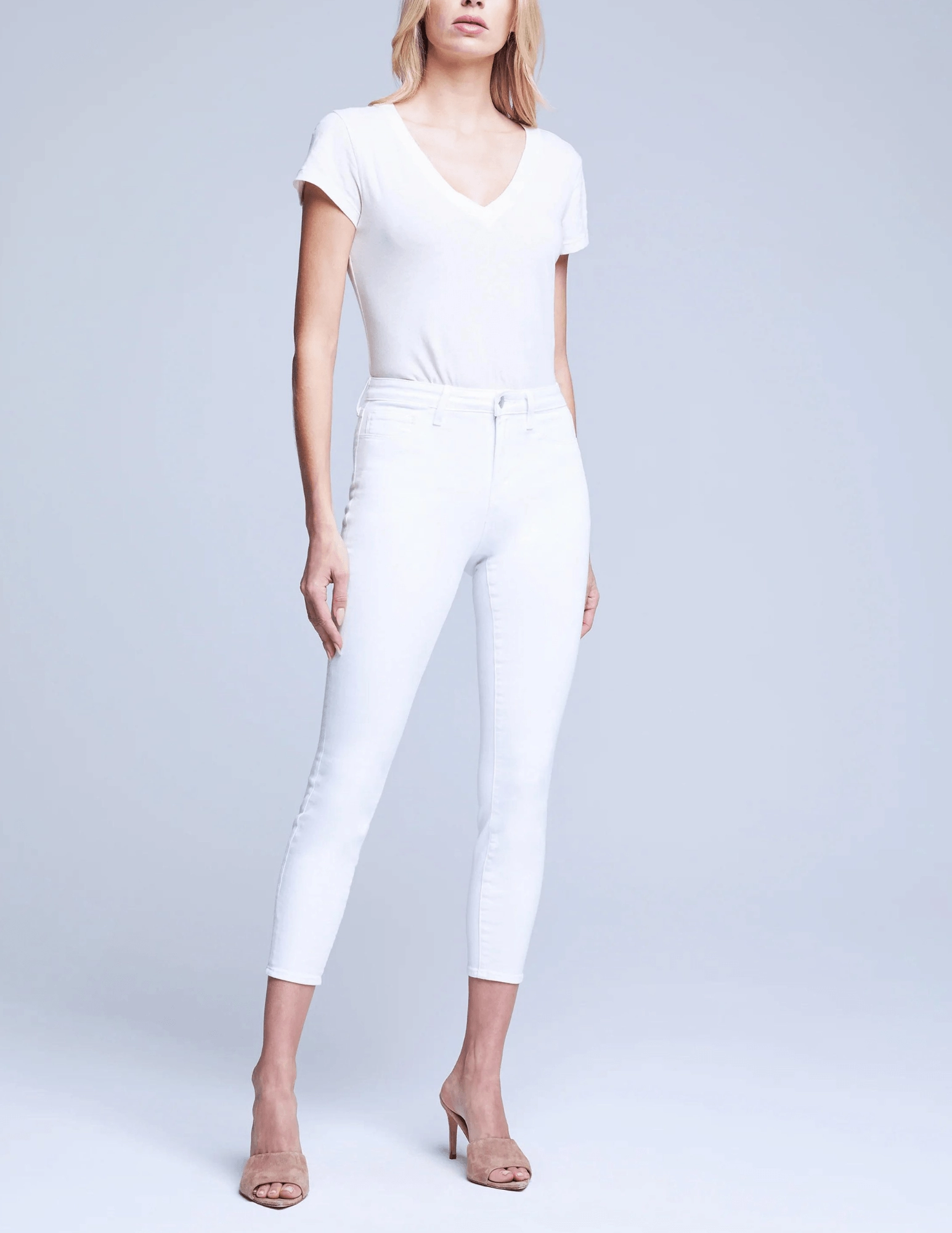 L'AGENCE Margot High Rise Skinny Jean in Blanc Streetwear Fan Evening Stroll Elegant