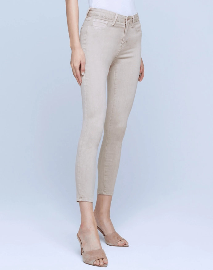 L'AGENCE Margot High Rise Skinny Jeans In Biscuit Non Restrictive Thigh