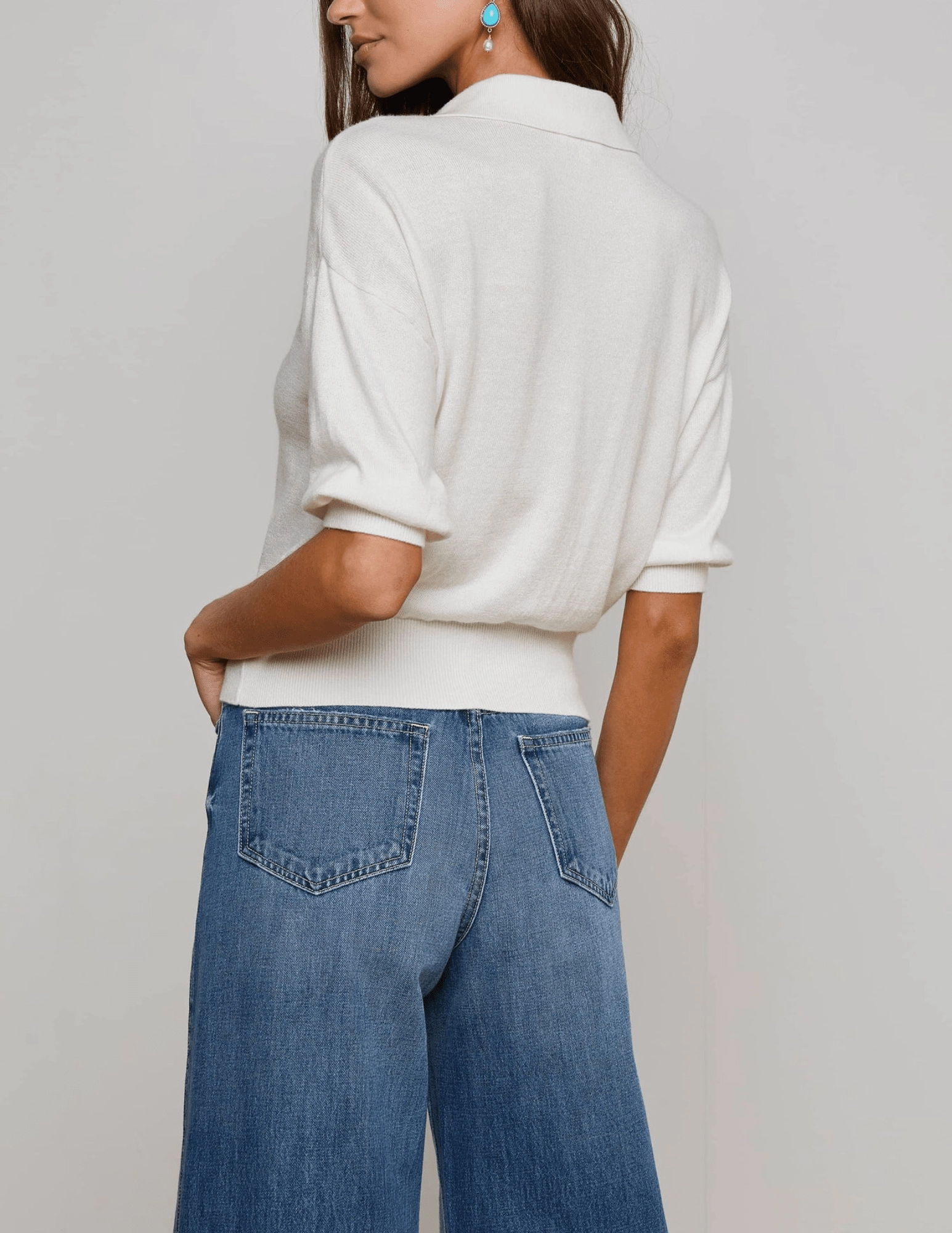 L'AGENCE Masaki Short Sleeve Sweater Cozy & Soft Comfy Knit