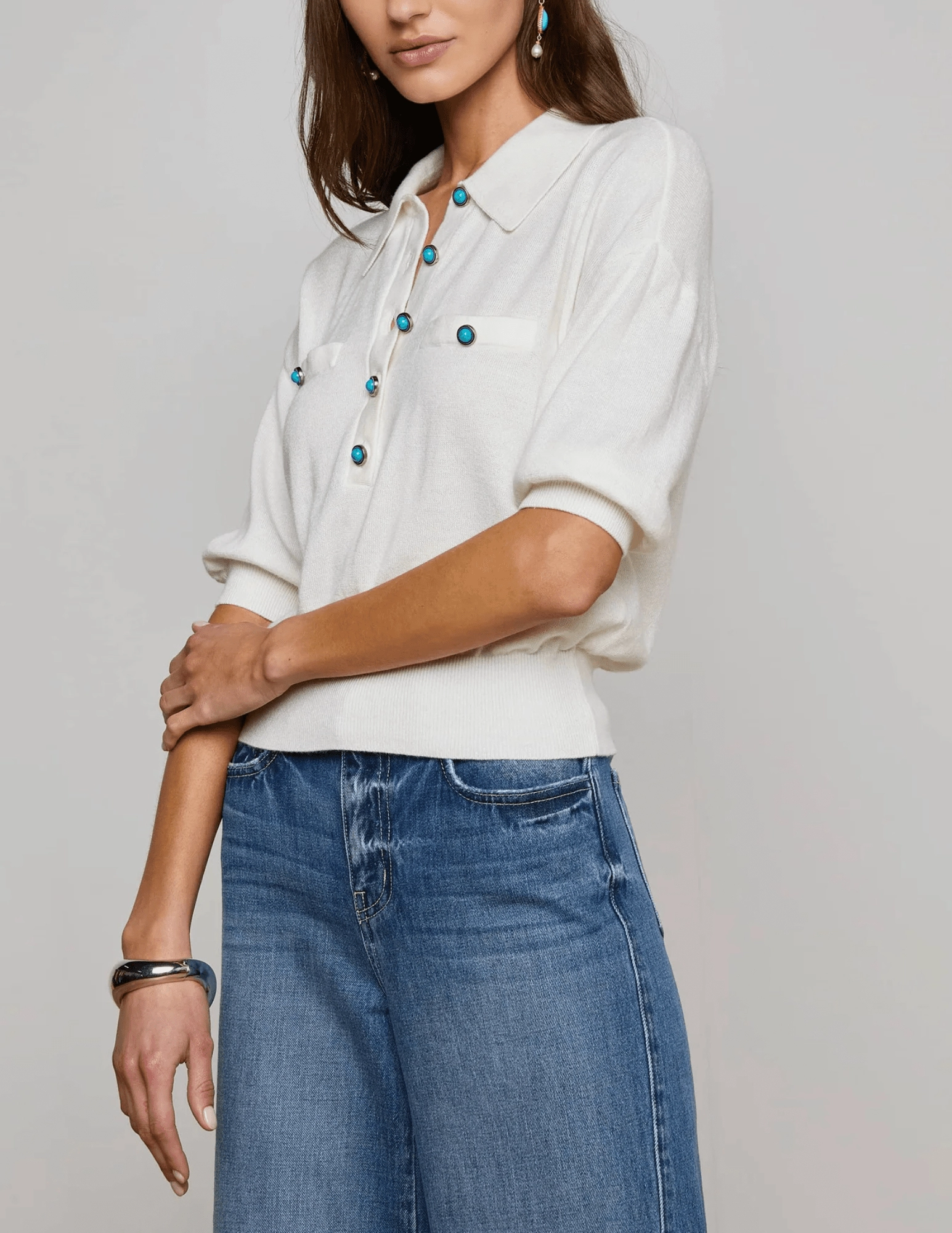 Cozy Essentials L'AGENCE Masaki Short Sleeve Sweater