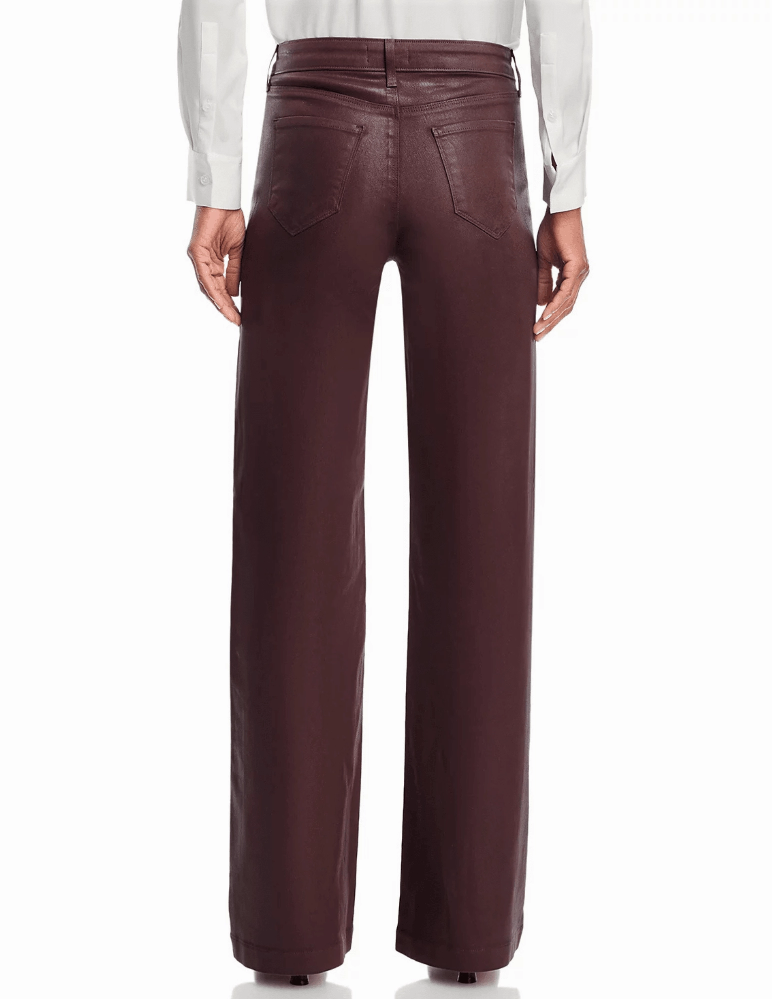 Common Wear Versatile Winter Warmth L'AGENCE Scottie Coated High Rise Wide Leg Jeans in Chocolate Coated