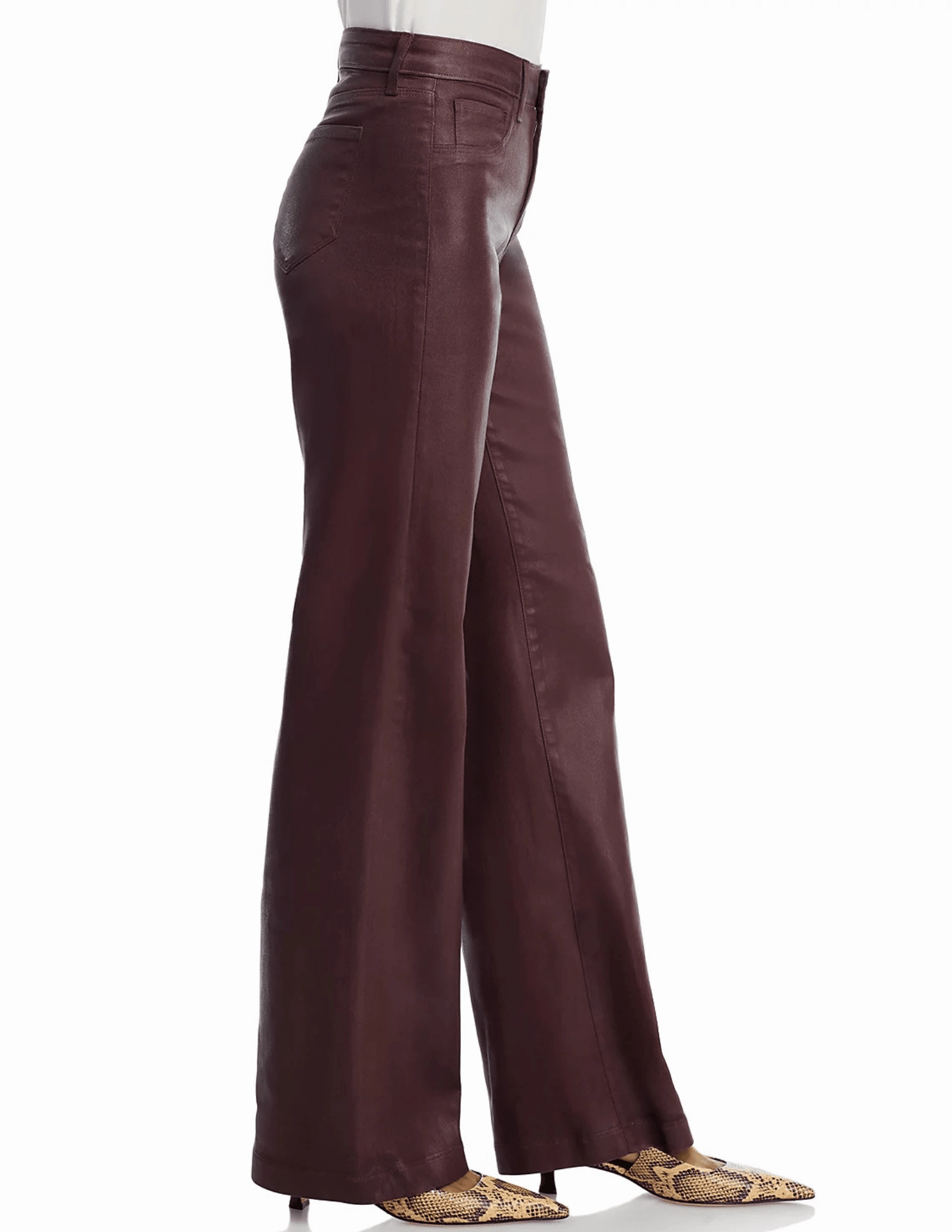 Functional Casual Vintage Lover Loose L'AGENCE Scottie Coated High Rise Wide Leg Jeans in Chocolate Coated