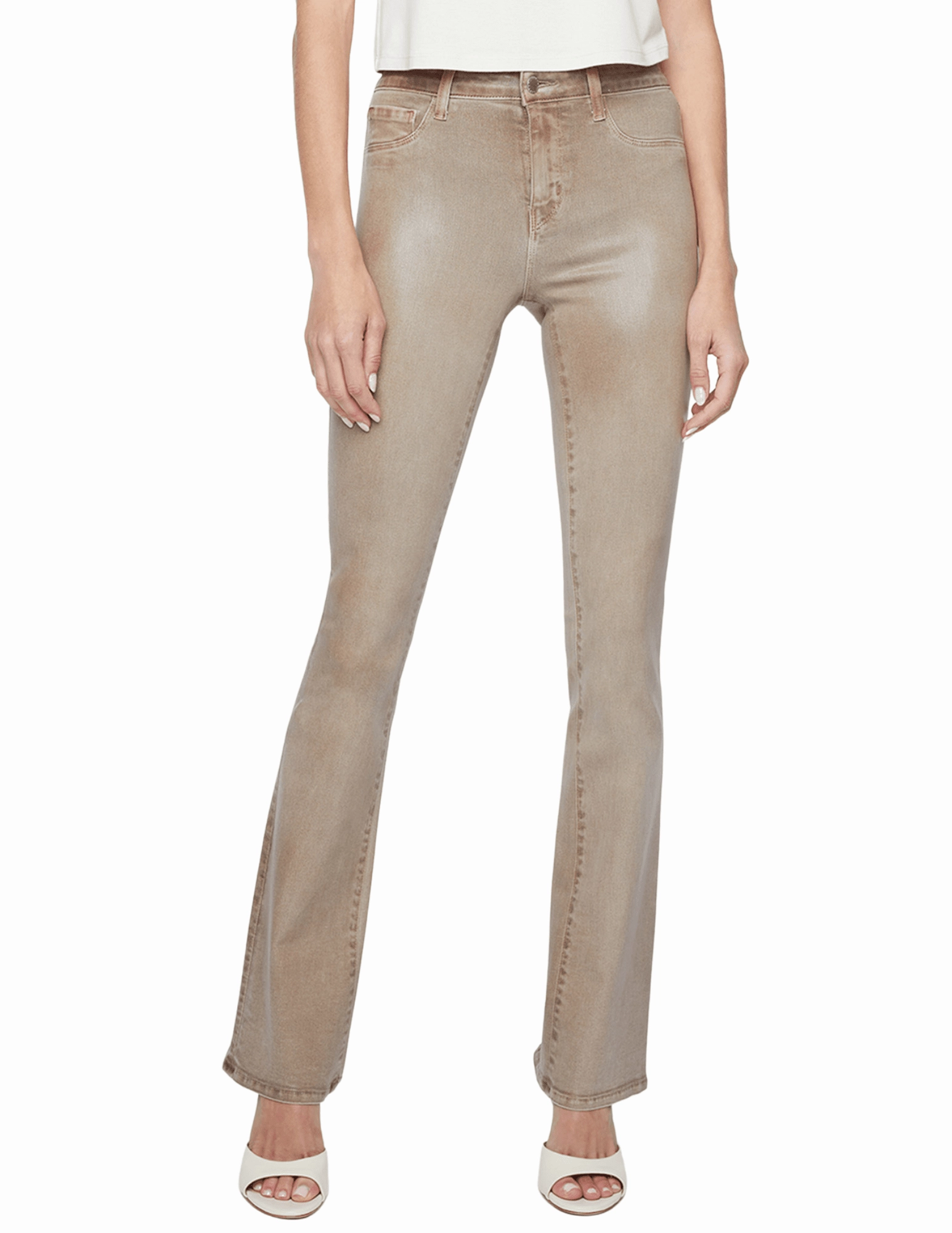 L'AGENCE Selma High Rise Baby Boot-Cut Coated Jeans In Rye Coated Reliable Basic