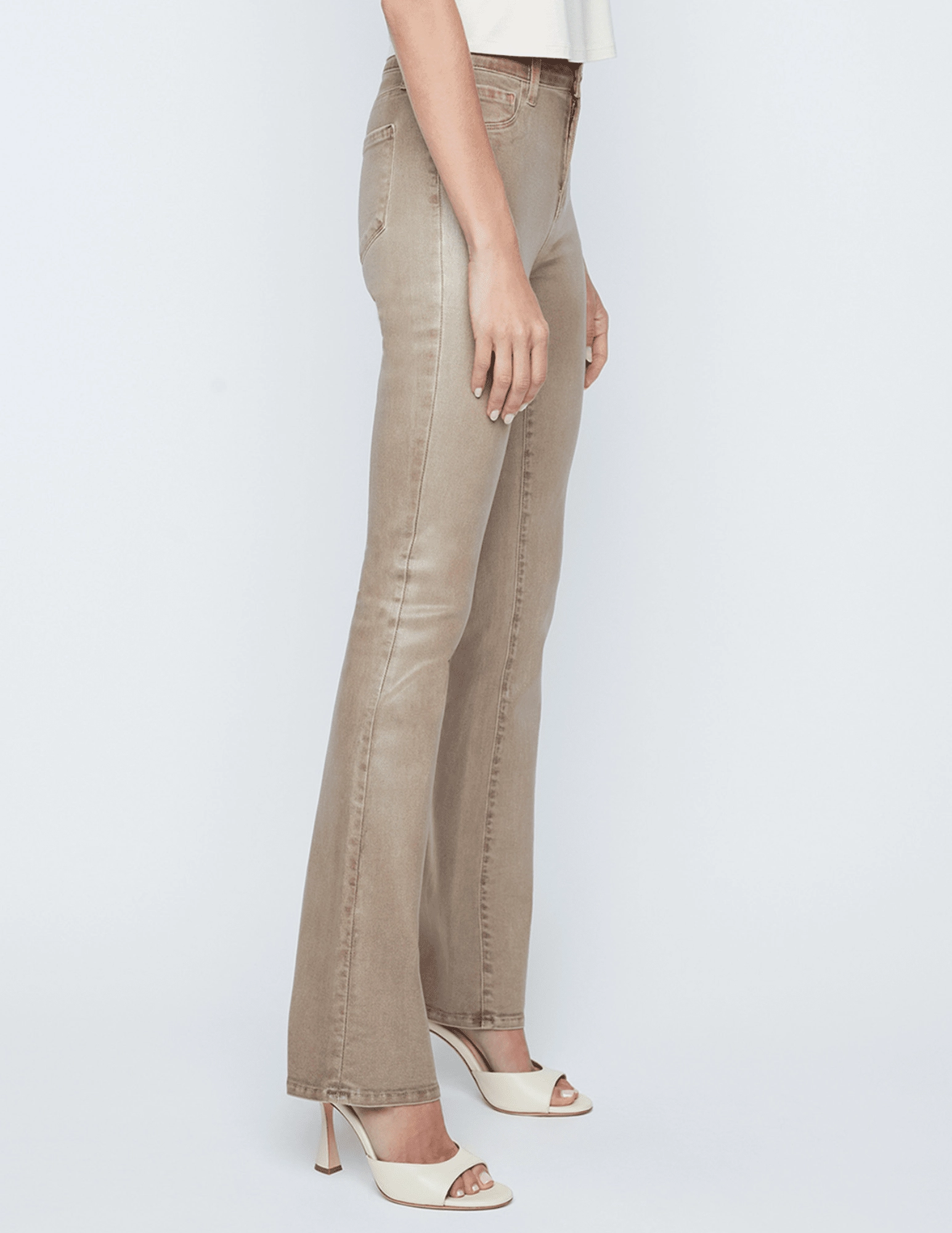 Durable Triple Stitched Seams Morning Stroll Streetwear Fan L'AGENCE Selma High Rise Baby Boot-Cut Coated Jeans In Rye Coated