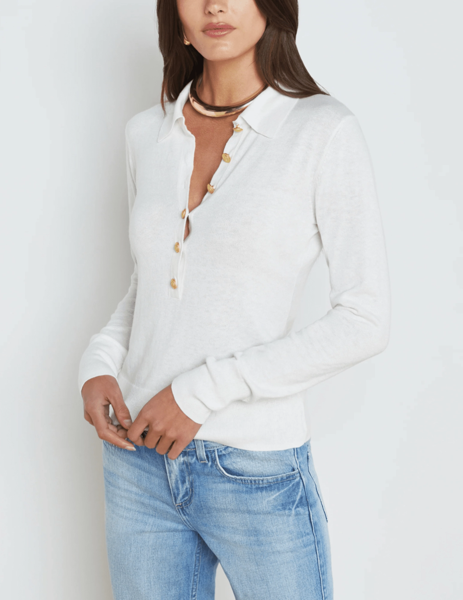 L'Agence Sterling Collared Sweater Soft Knitwear