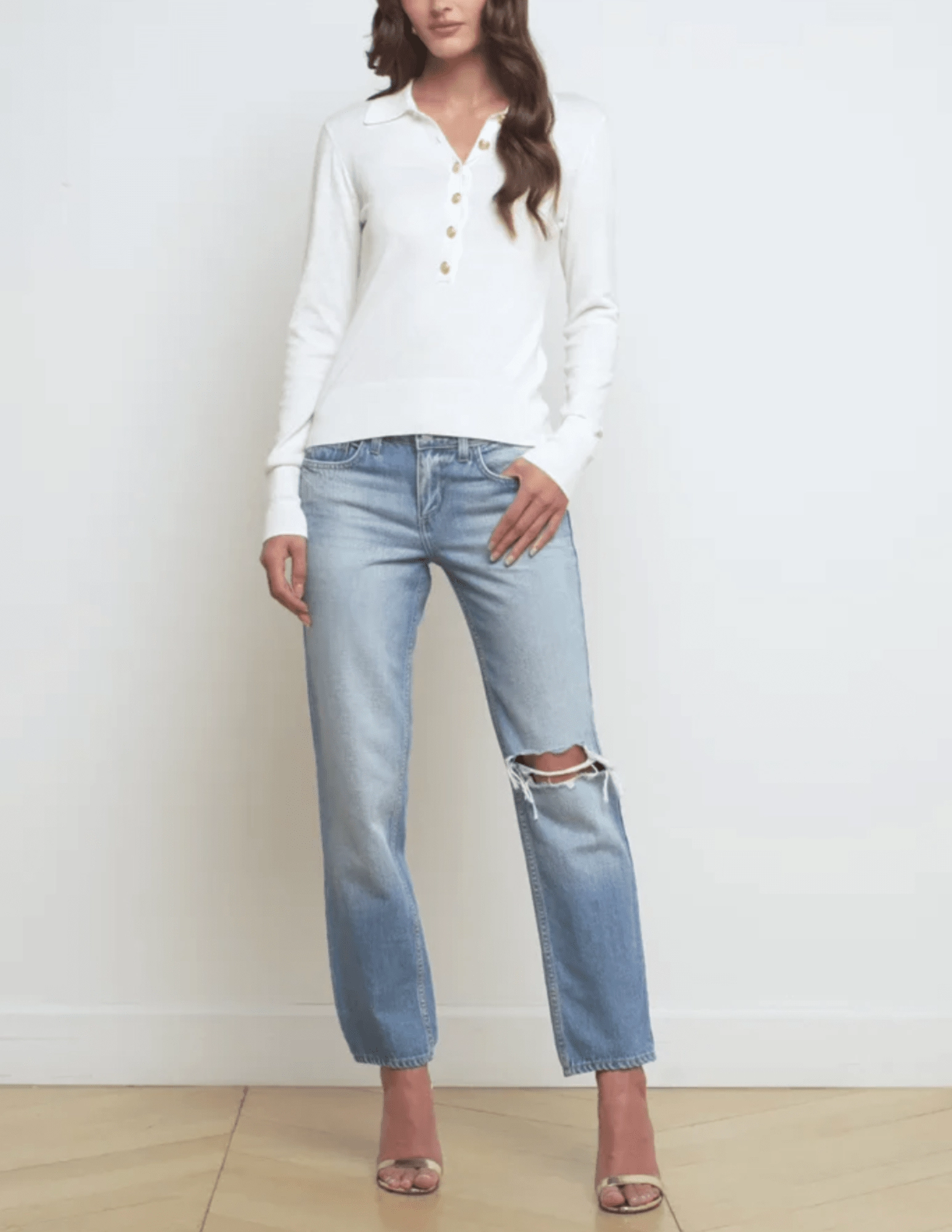 L'Agence Sterling Collared Sweater Zero Waste Production