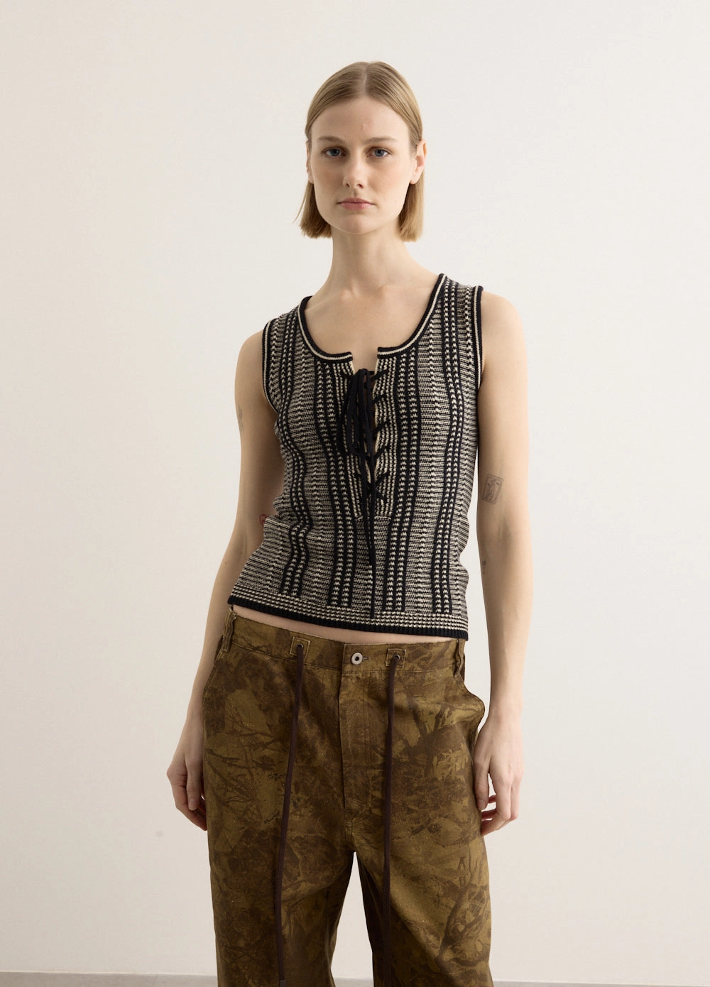 FourWay Stretch LowMaintenance Care Lace Up Knitted Vest