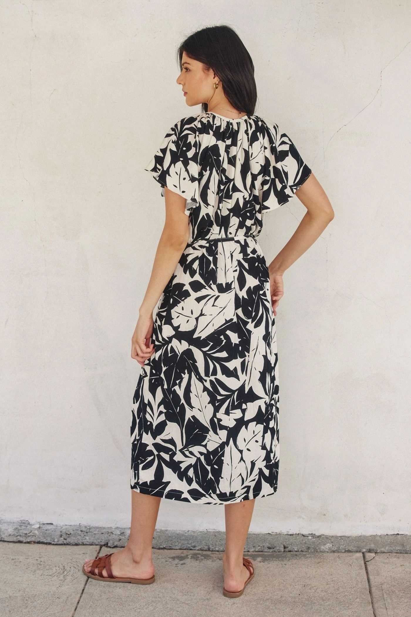 LACEY PRINT MIDI DRESS Formal Aura Soft Contour