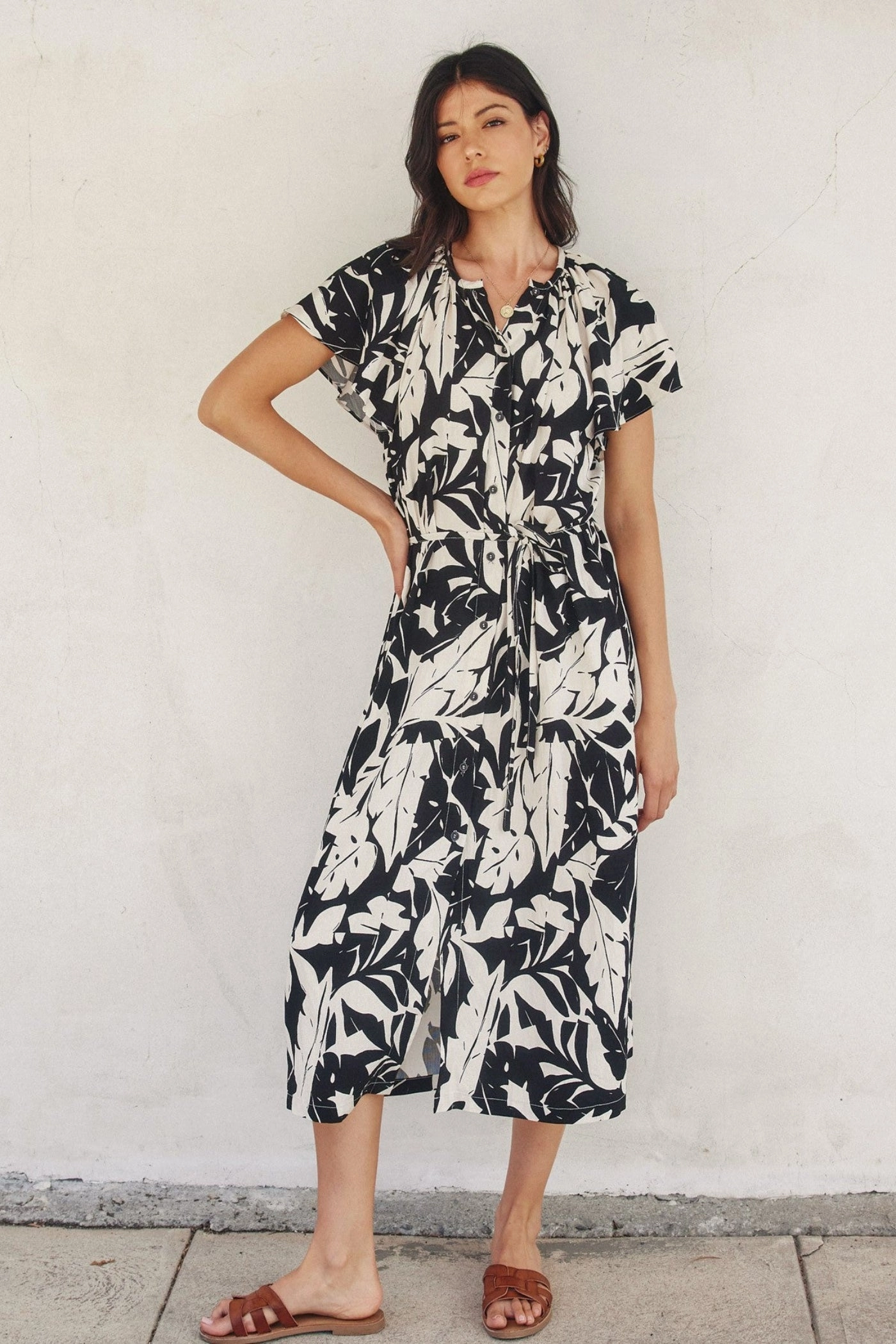 Contemporary Fit LACEY PRINT MIDI DRESS