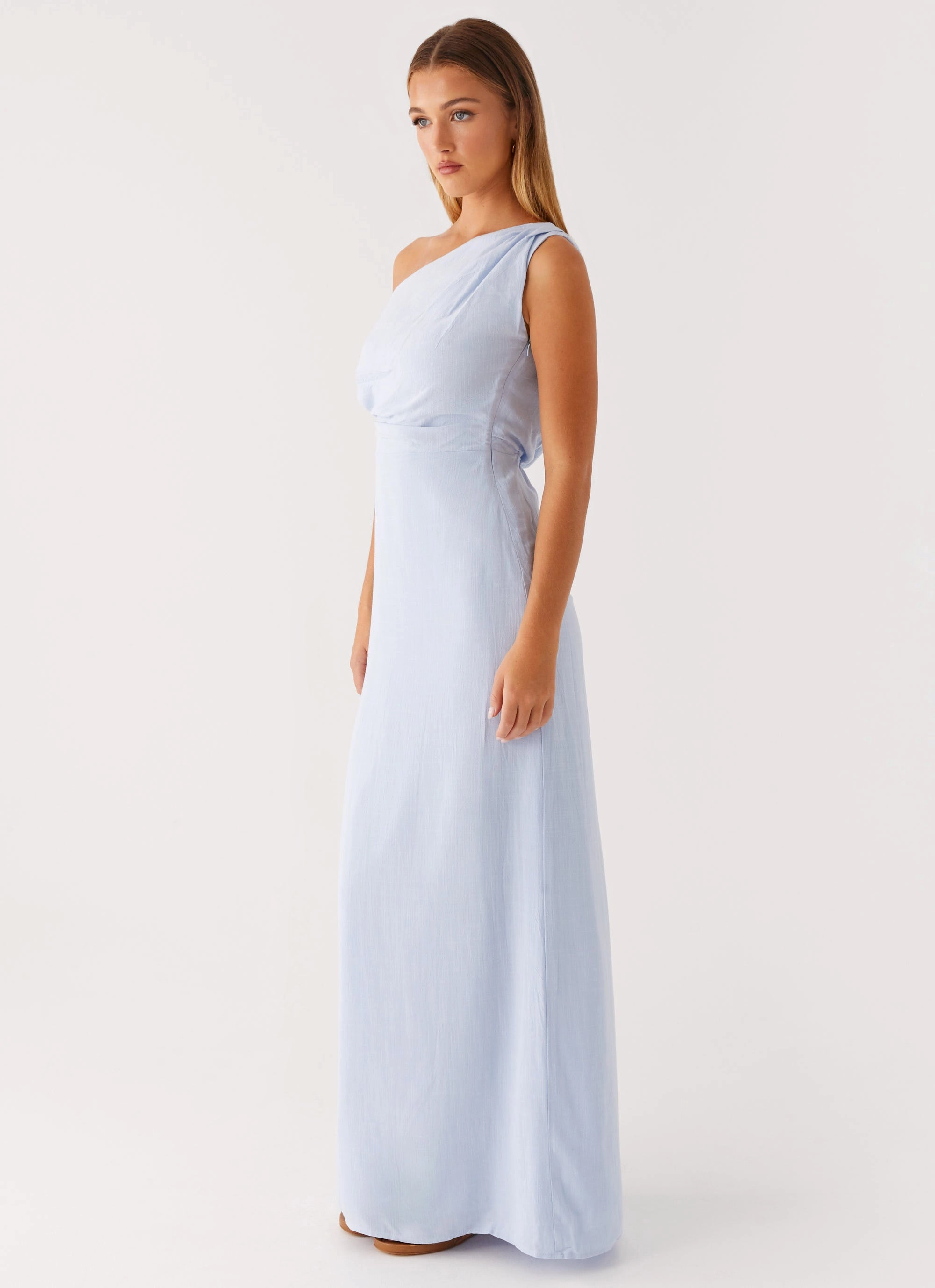 Movement Friendly Lady Love Linen Maxi Dress - Blue