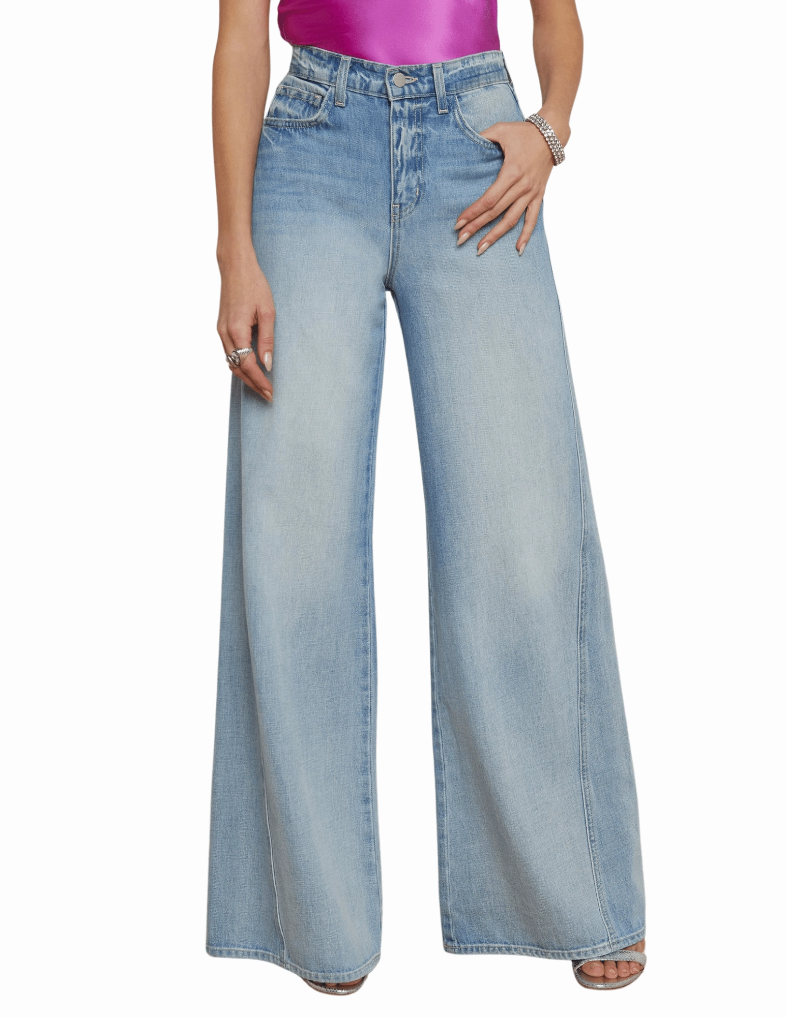 LAGENCE Beau T-Seam Wide Leg Jeans in Fontana Garment Dyed Technique