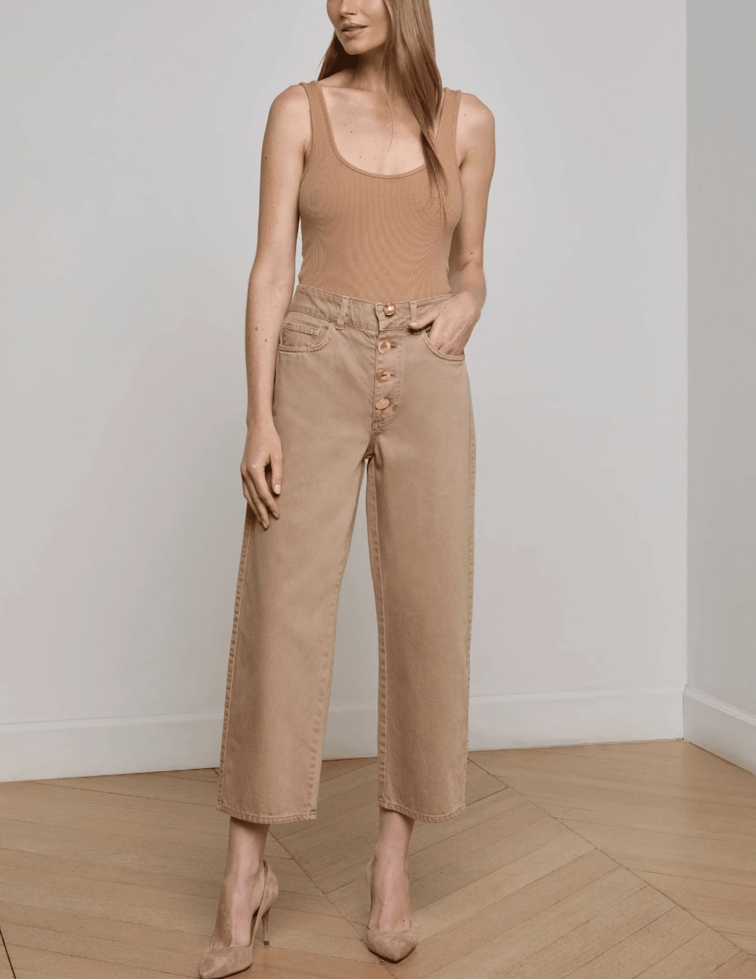 Quick Match LAGENCE Liora High Rise Cropped Jeans in Dark Cappuccino