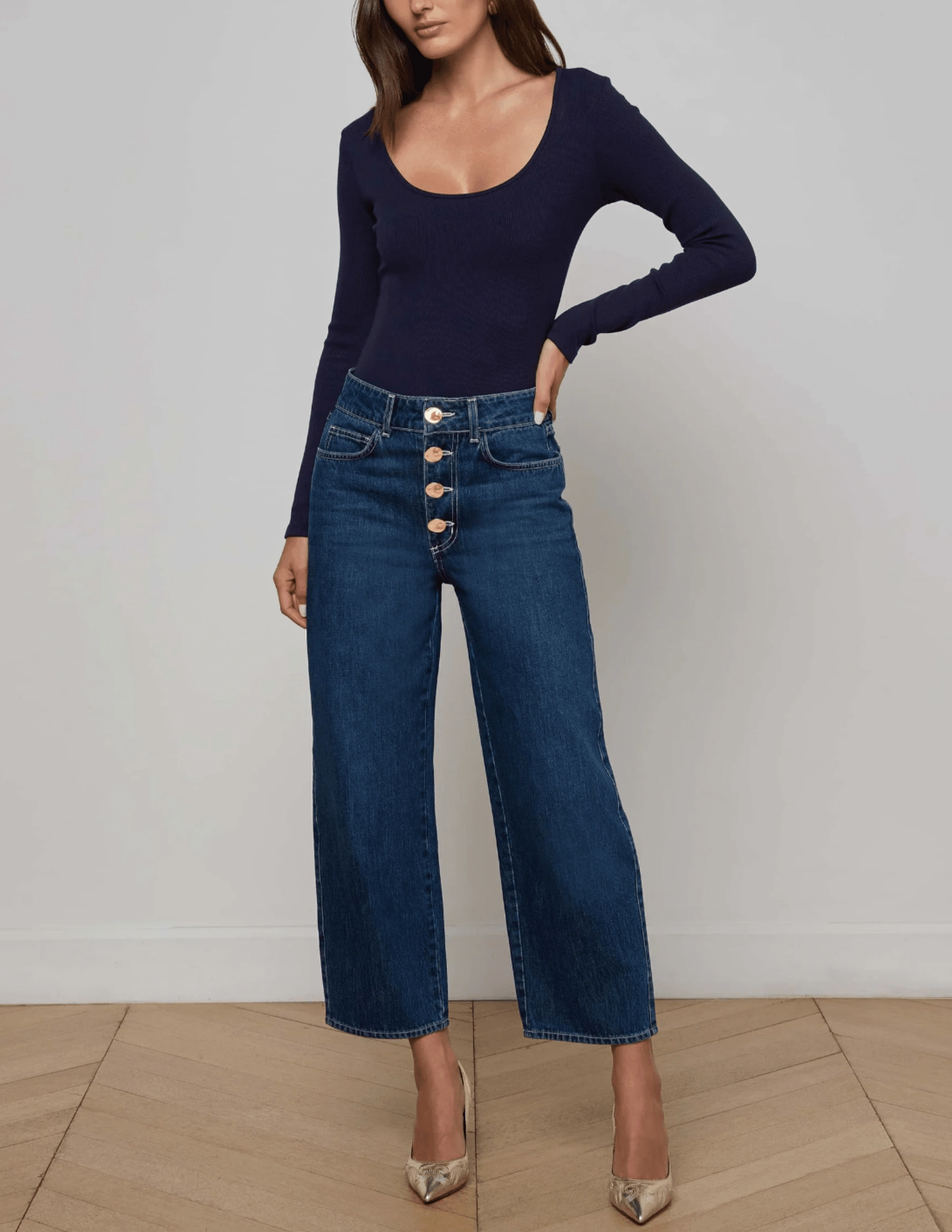 Casual Edge LAGENCE Liora High Rise Cropped Jeans in Rampart