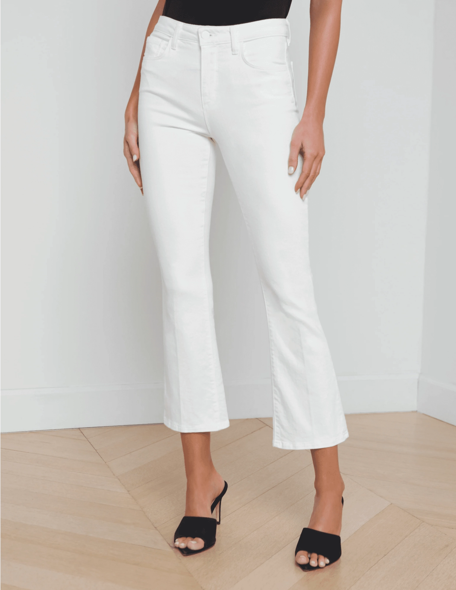 Simple Match Work Ready Earthy LAGENCE Mira Cropped Micro Boot Jeans In Blanc