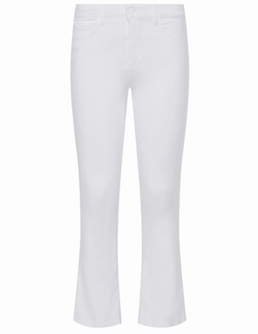 Softened Denim Material Clean Lines LAGENCE Mira Cropped Micro Boot Jeans In Blanc