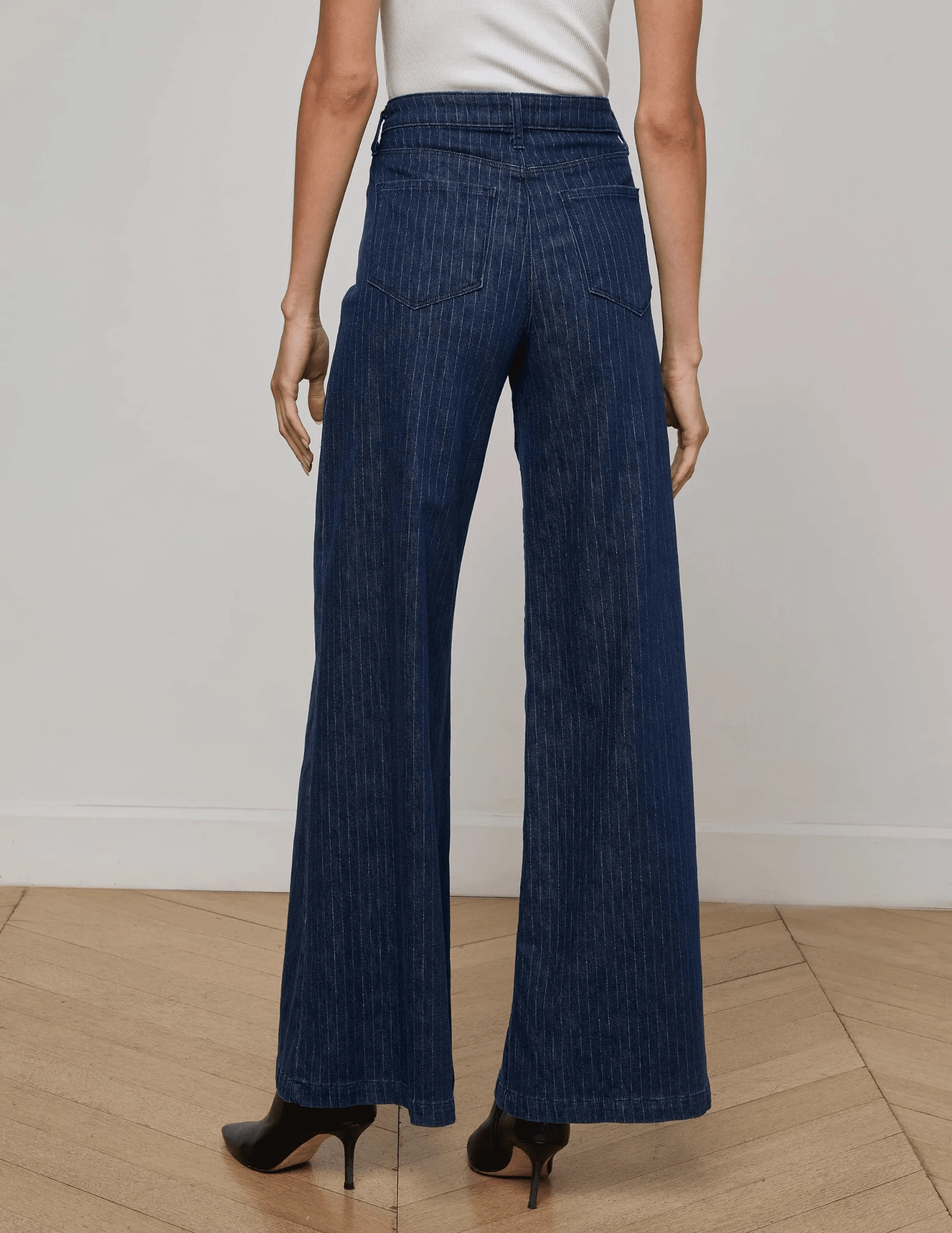 LAGENCE Quincy High Rise Ultra Wide Leg Jeans in Ebony Stripe Colorfast Dyeing Method Relaxed Aesthetic