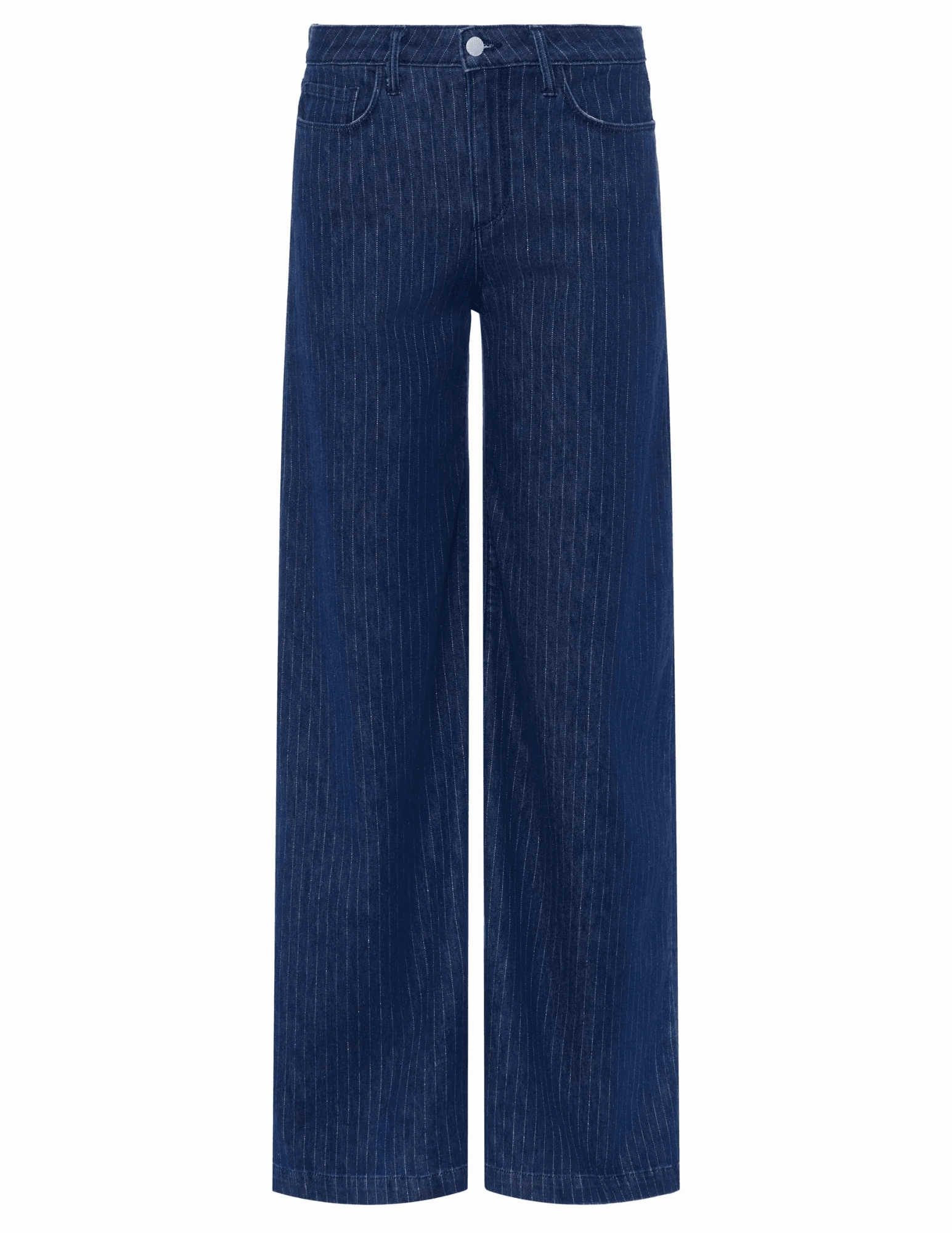 LAGENCE Quincy High Rise Ultra Wide Leg Jeans in Ebony Stripe Night Out Bold Look Clean Style