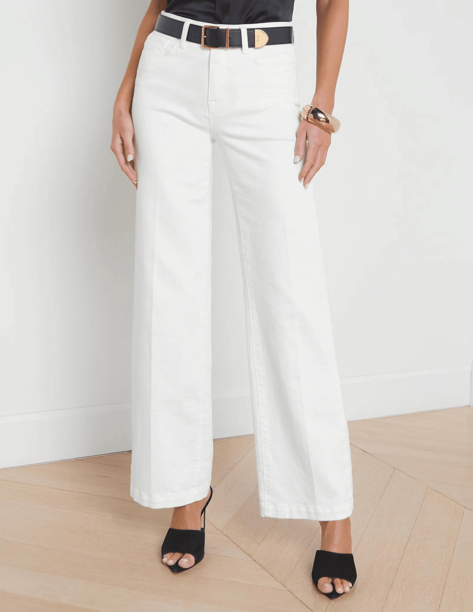 Straight Leg Multi Season Piece LAGENCE Scottie High Rise Wide Leg Jeans In Blanc