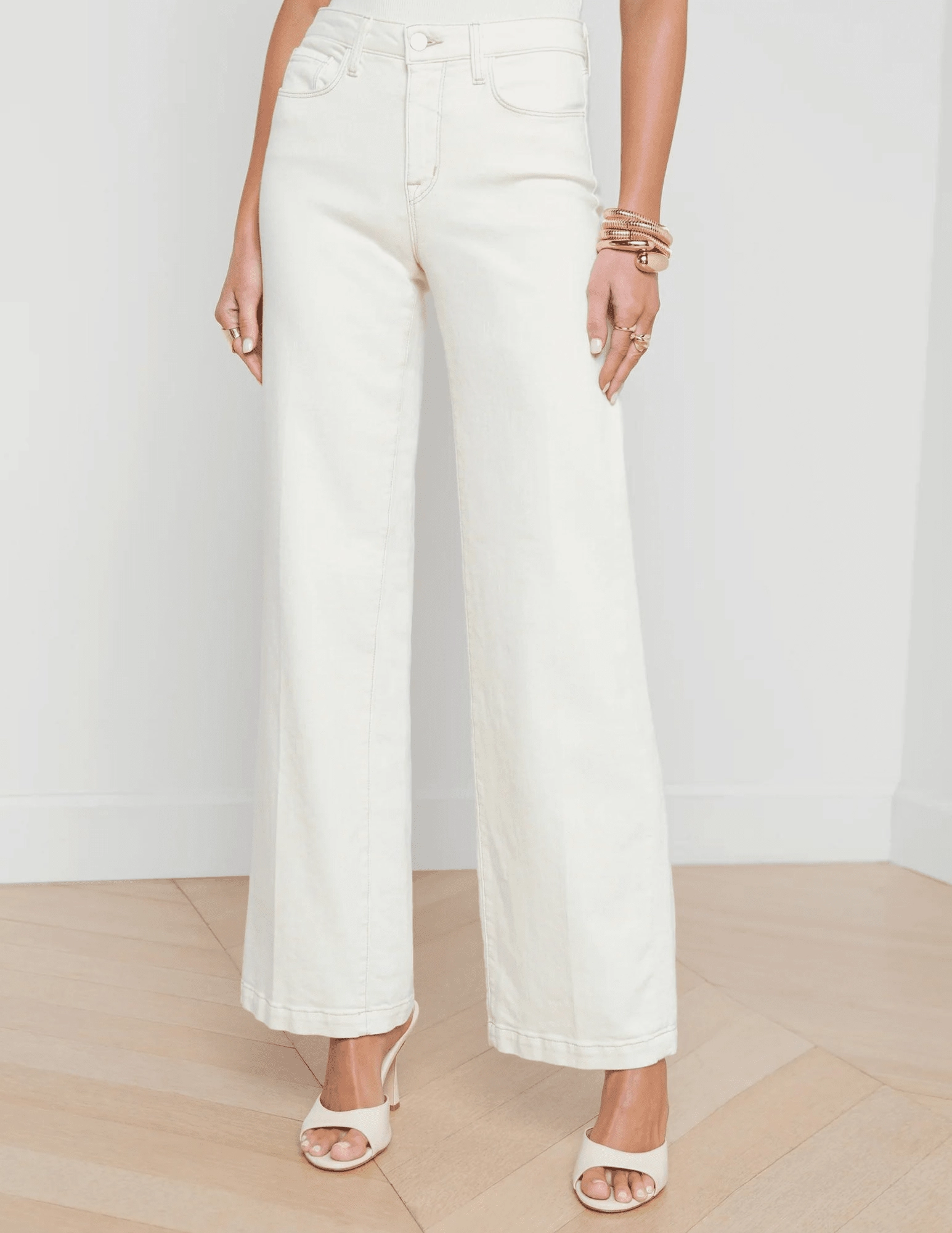 Weekend Style LAGENCE Scottie High Rise Wide Leg Jeans In Macadamia