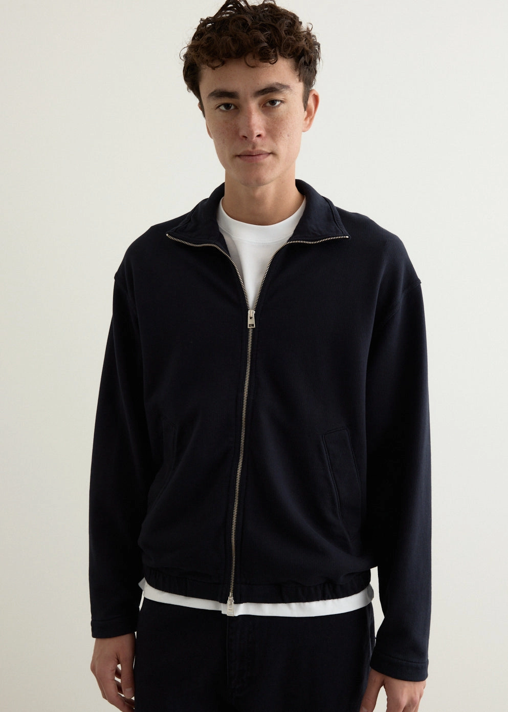 Compact Packable Feature Bjorn Relaxed Organic Loopback Track Jacket