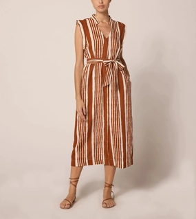 Theater-Night Travel Ready Lani Midi Dress | Vecchio Stripe