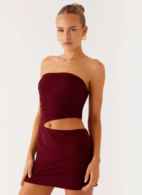 Last Heartbreak Mini Dress - Burgundy Bohemian-Style Dress for brunch