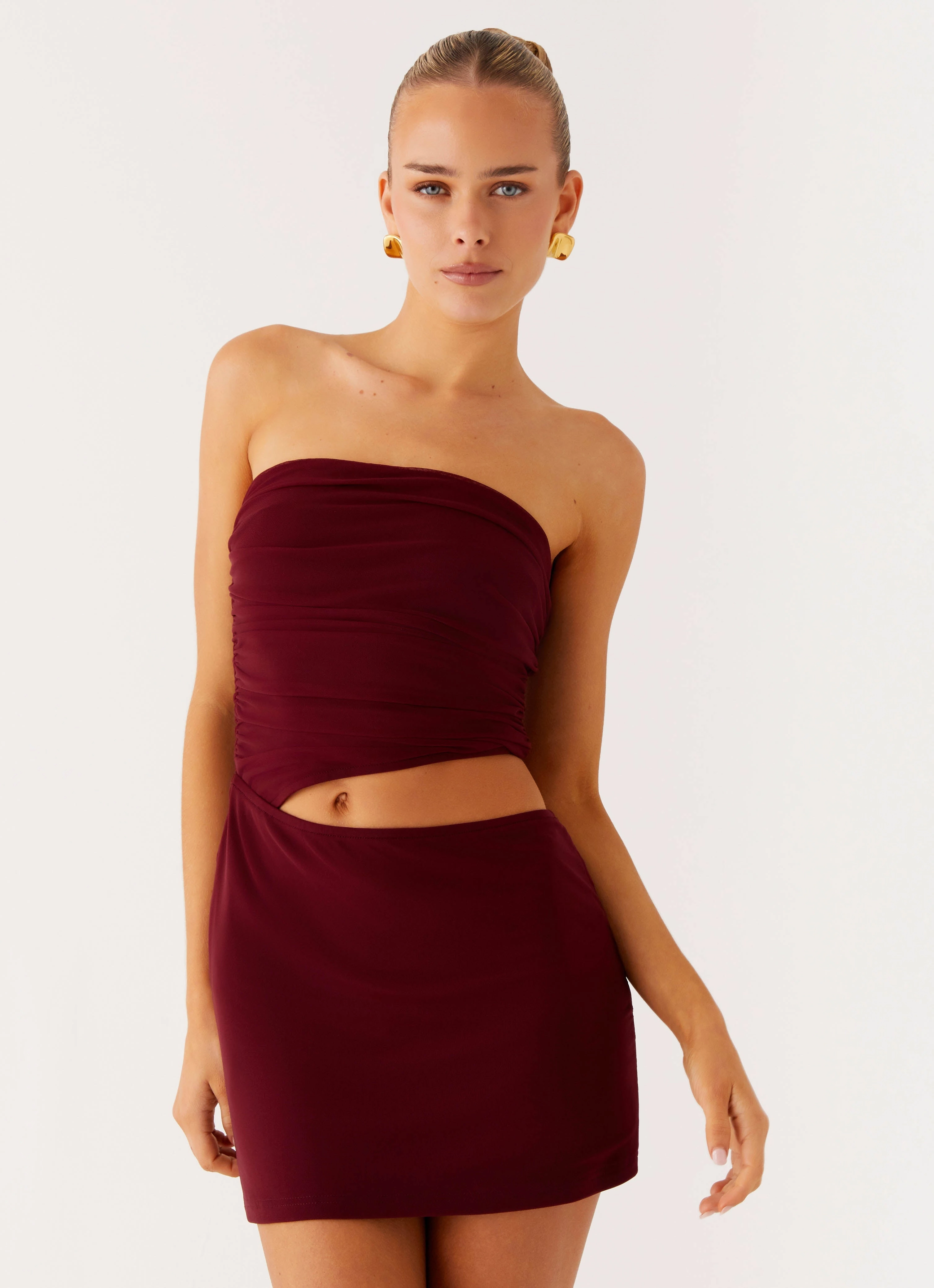 Sheer Overlay Casual and Comfy Last Heartbreak Mini Dress - Burgundy
