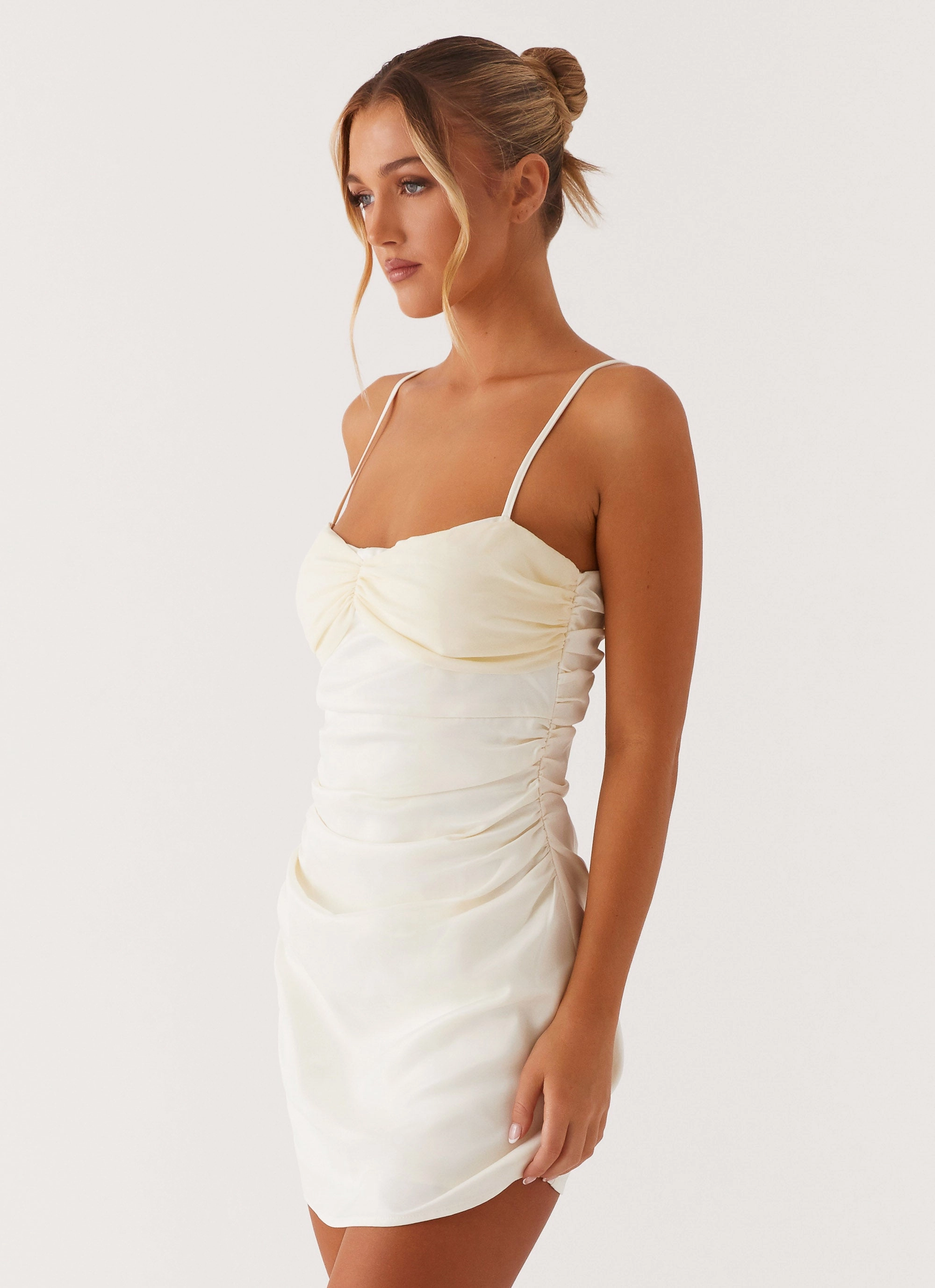 Last Summer Mini Dress - Ivory Sleek Flex