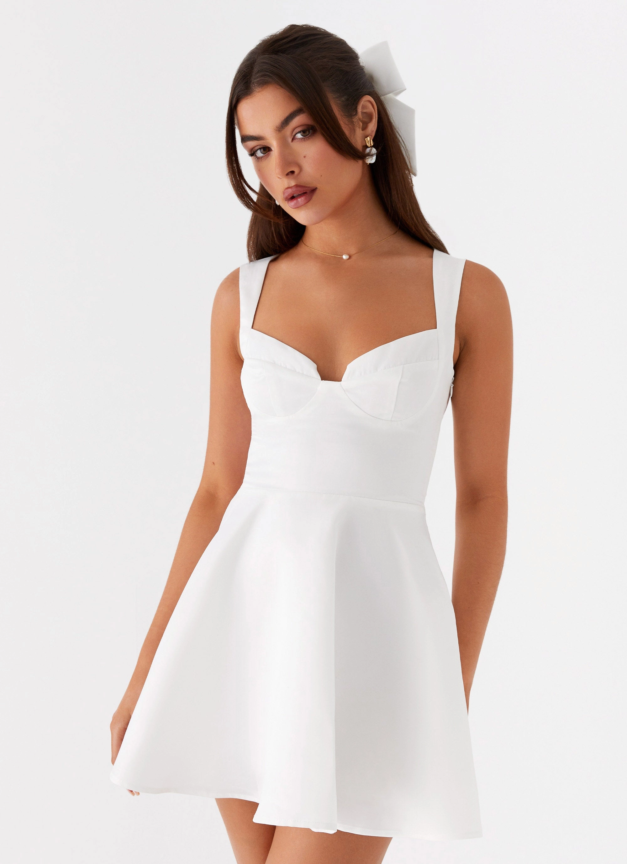 Candice Mini Dress - White Easy and Effortless Luxe Touch