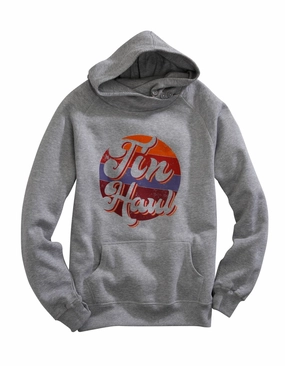 Tin Haul Womens Grey Cotton Blend Retro Circle Hoodie Cold Weather Must-Have