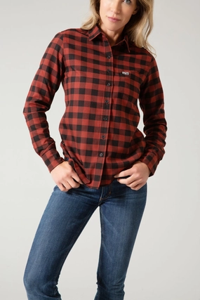 Casual Hangout Kimes Ranch Womens Garrison Dark Red Cotton Blend L/S Shirt
