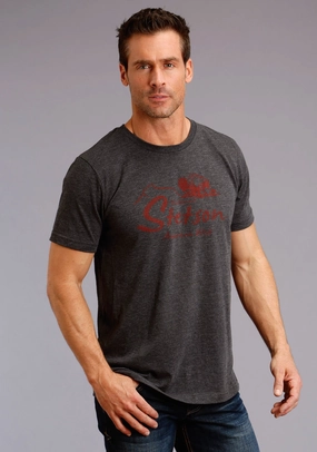 Stetson Unisex Grey 100% Cotton Buffalo S/S T-Shirt Classic Collar