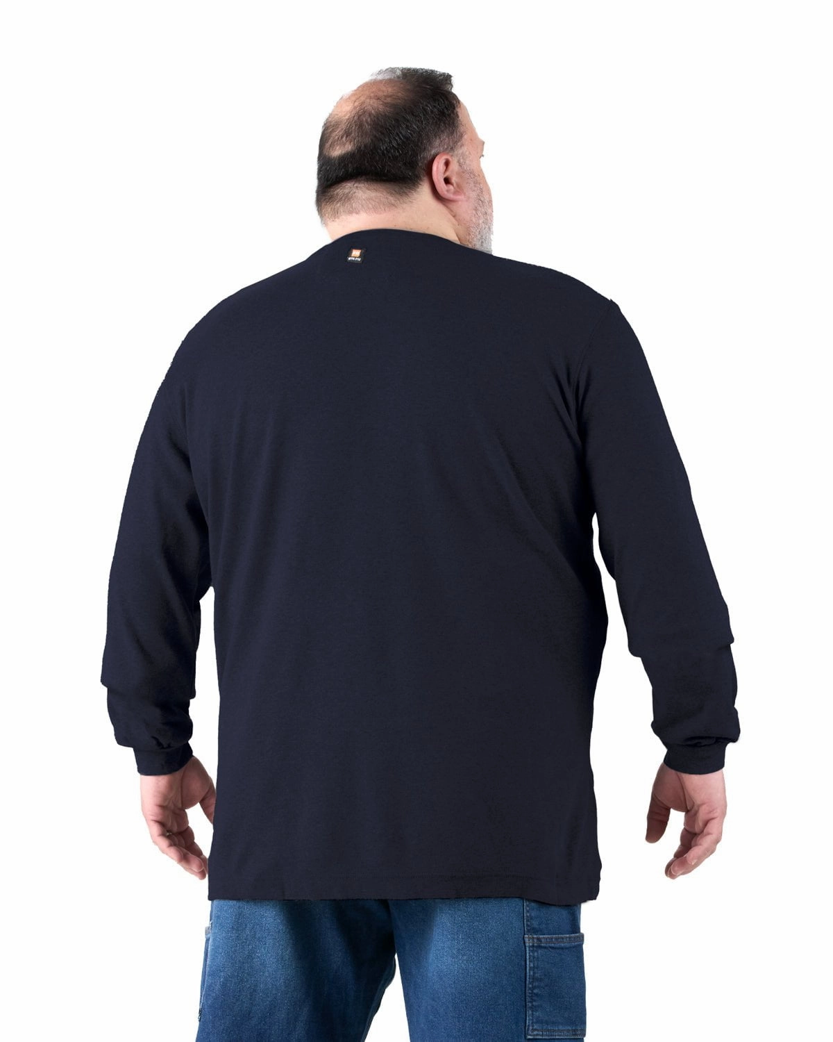 Berne Mens Flame Resistant Crew Neck Pocket Navy 100% Cotton L/S T-Shirt Inner Layer